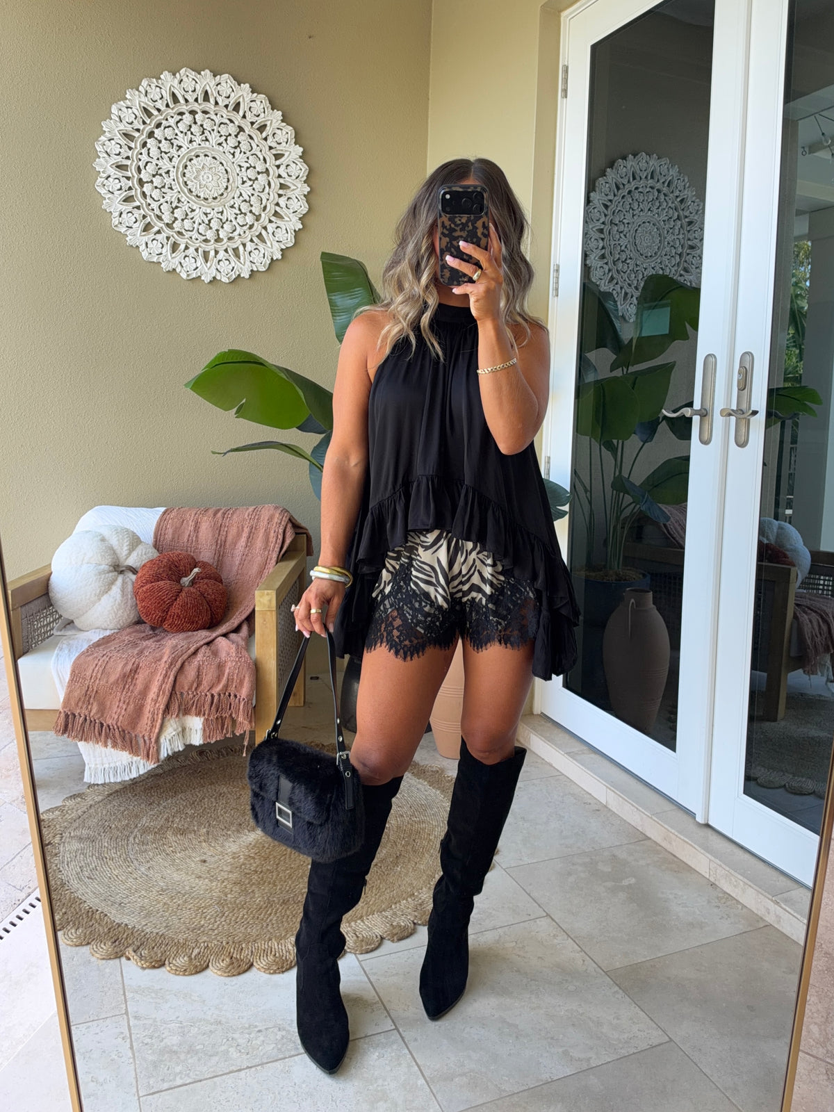 Vivienne Satin Halter Top Black