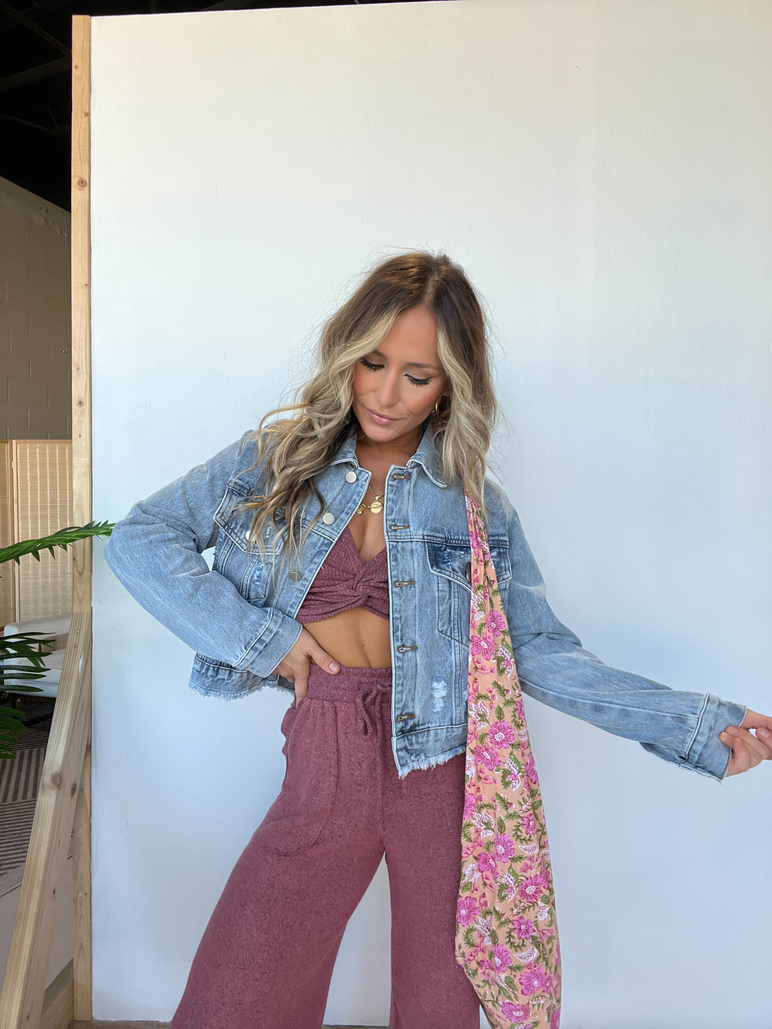 Friendship Distressed Denim Jacket