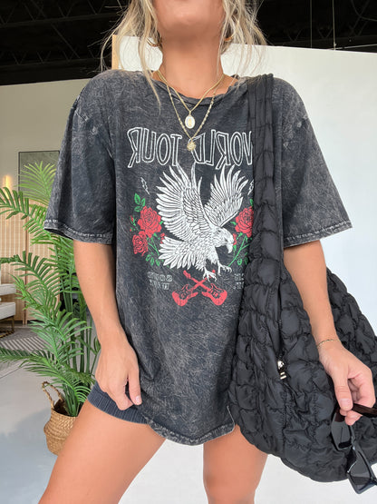 Rock & Roses Oversized Graphic Tee Mineral Black