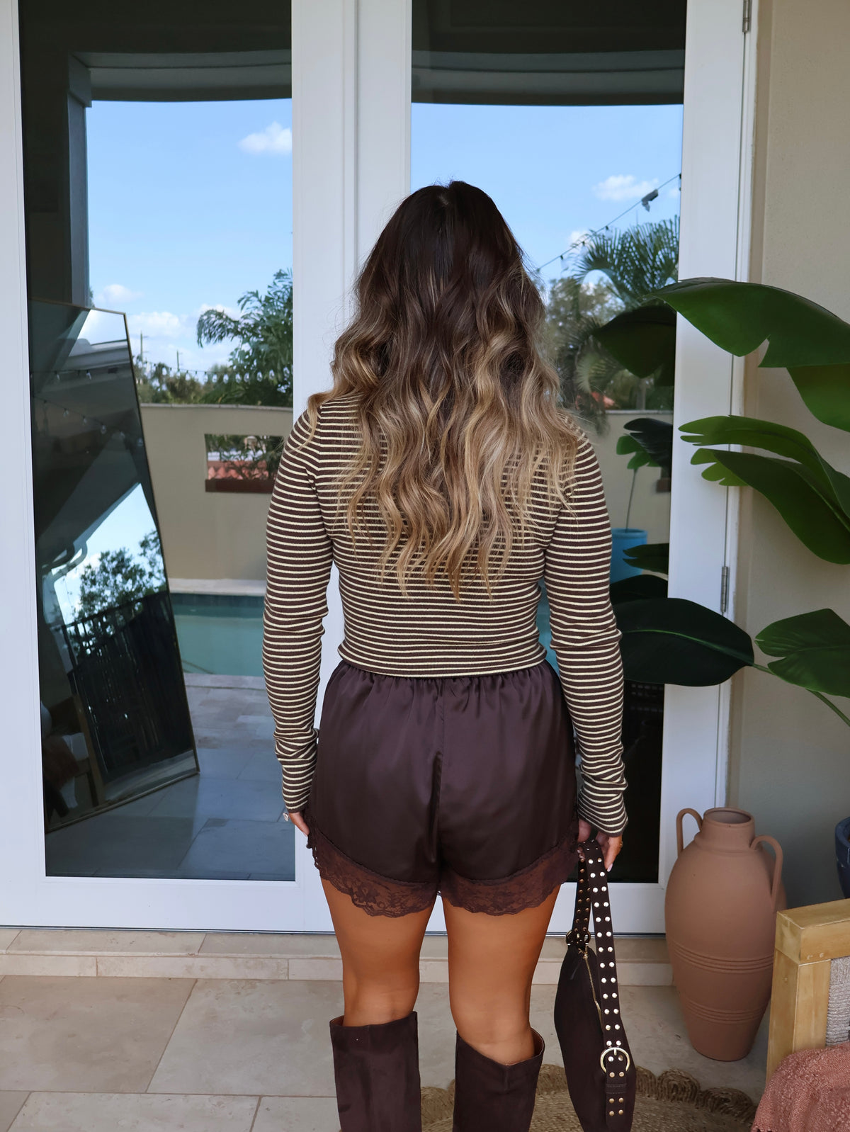 November Muse Striped Turtleneck Brown/Cream