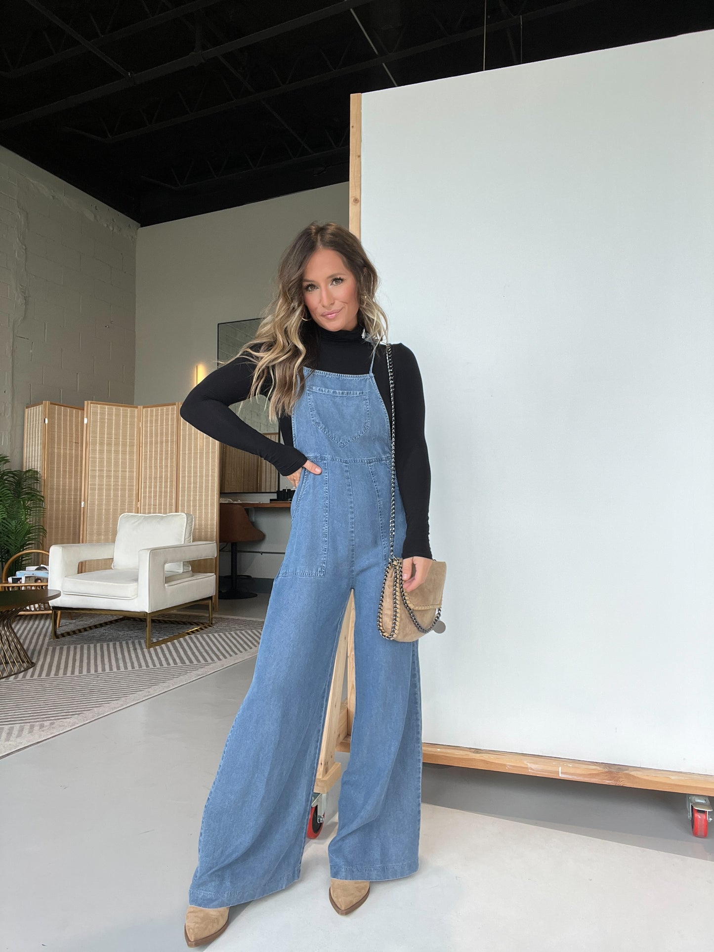 Farrah Tencel Wide Leg Overalls