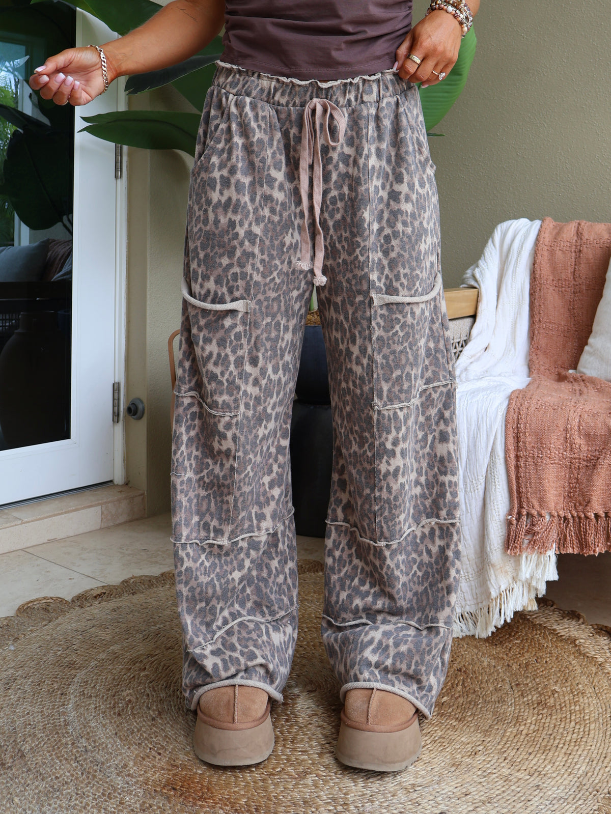 Leopard Trail Lounge Pants Mocha Multi