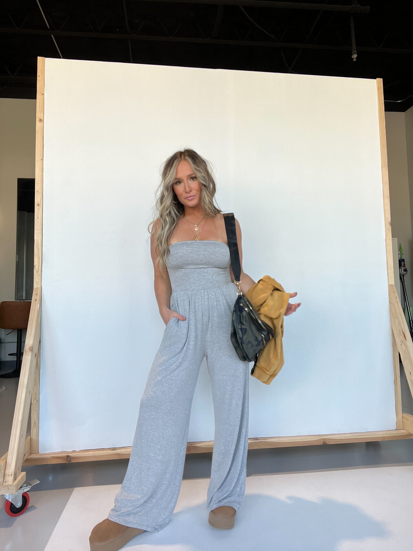 Tempo Tube Top Jumpsuit Heather Grey