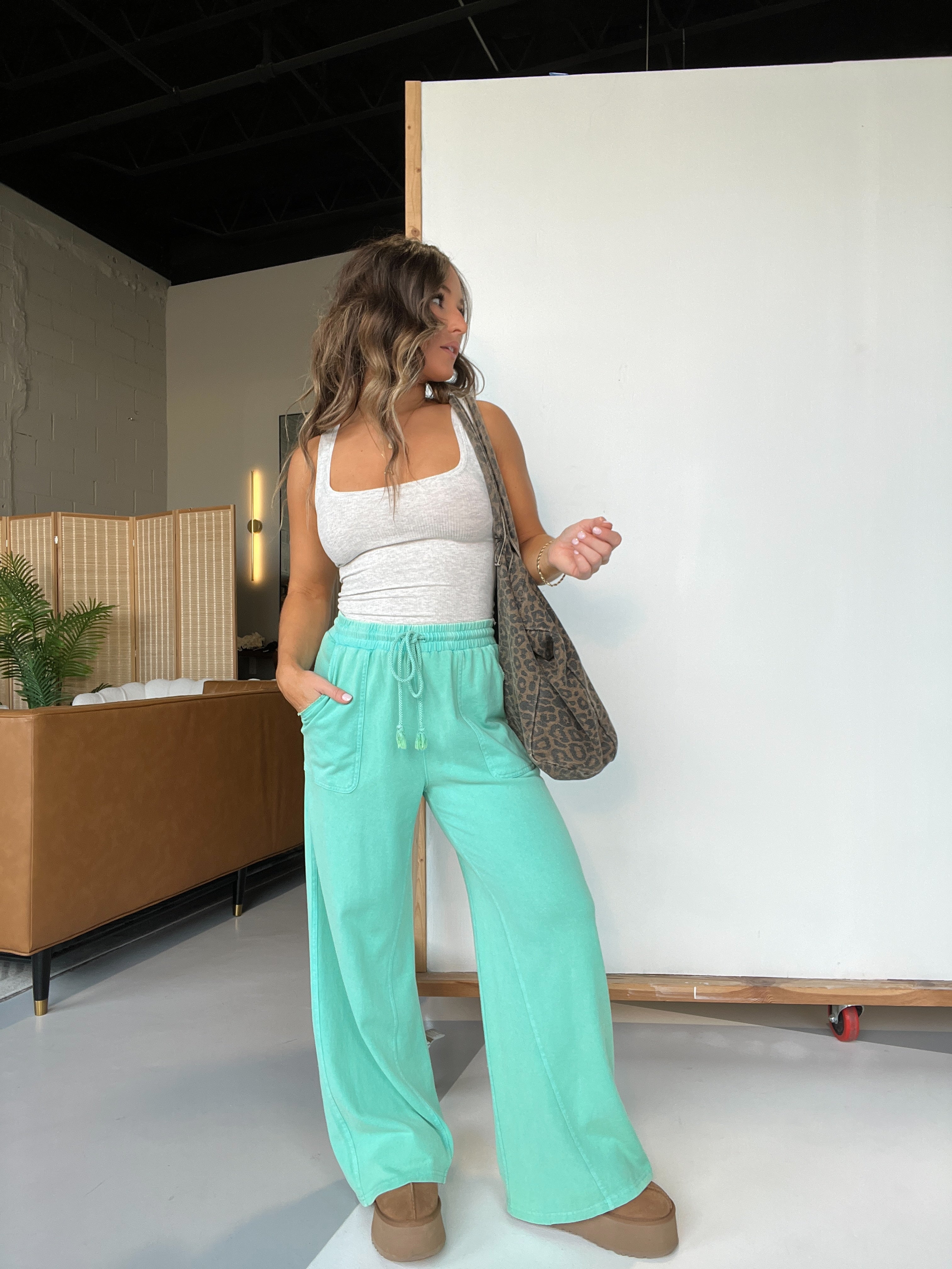 Bloome Wide Leg Pants Sea Foam