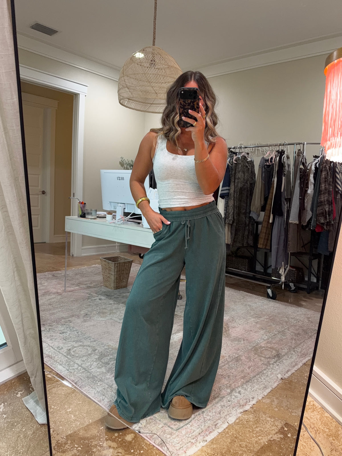 Easy Living Wide Leg Sweatpants Green