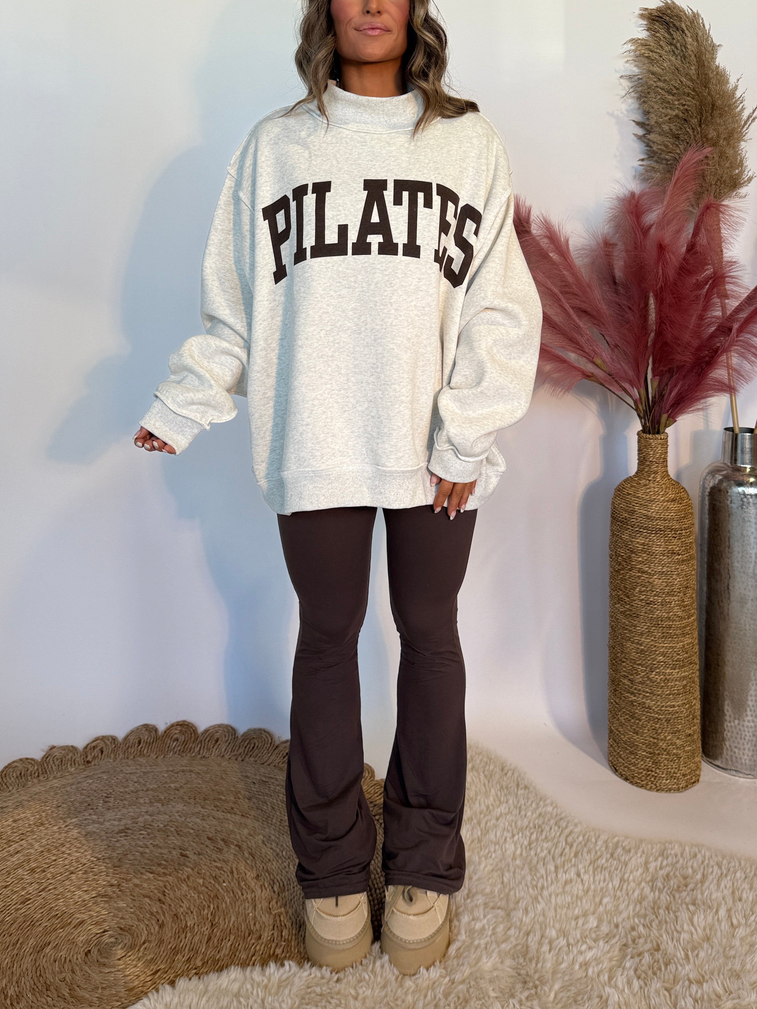 Pilates/Yoga Reversible Mockneck Grey/Brown