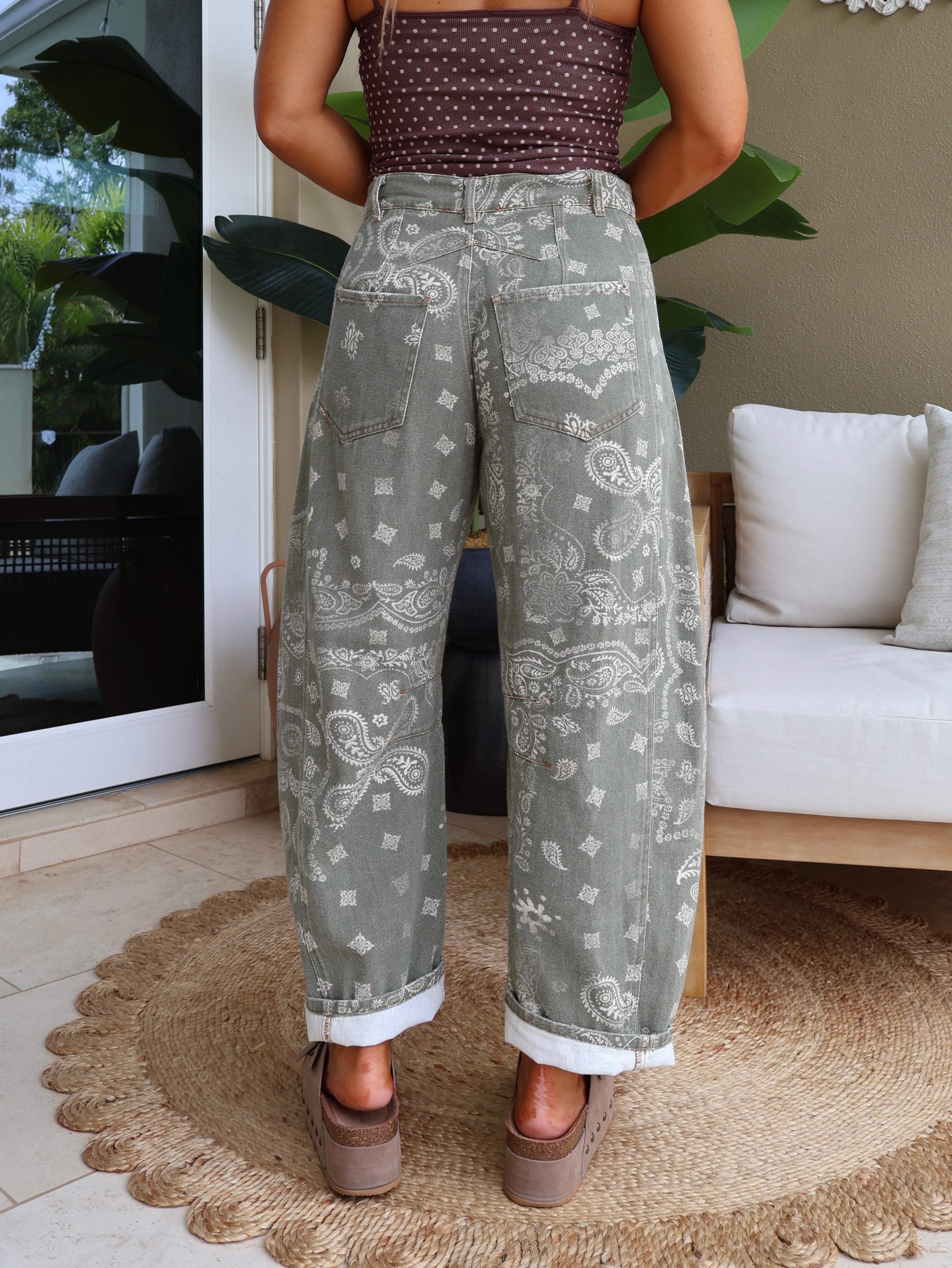 Moss Moonlight Barrel Jeans Paisley Army