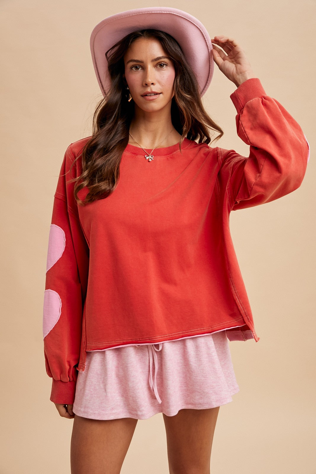 Valentine Heart Patch French Terry Sweatshirt