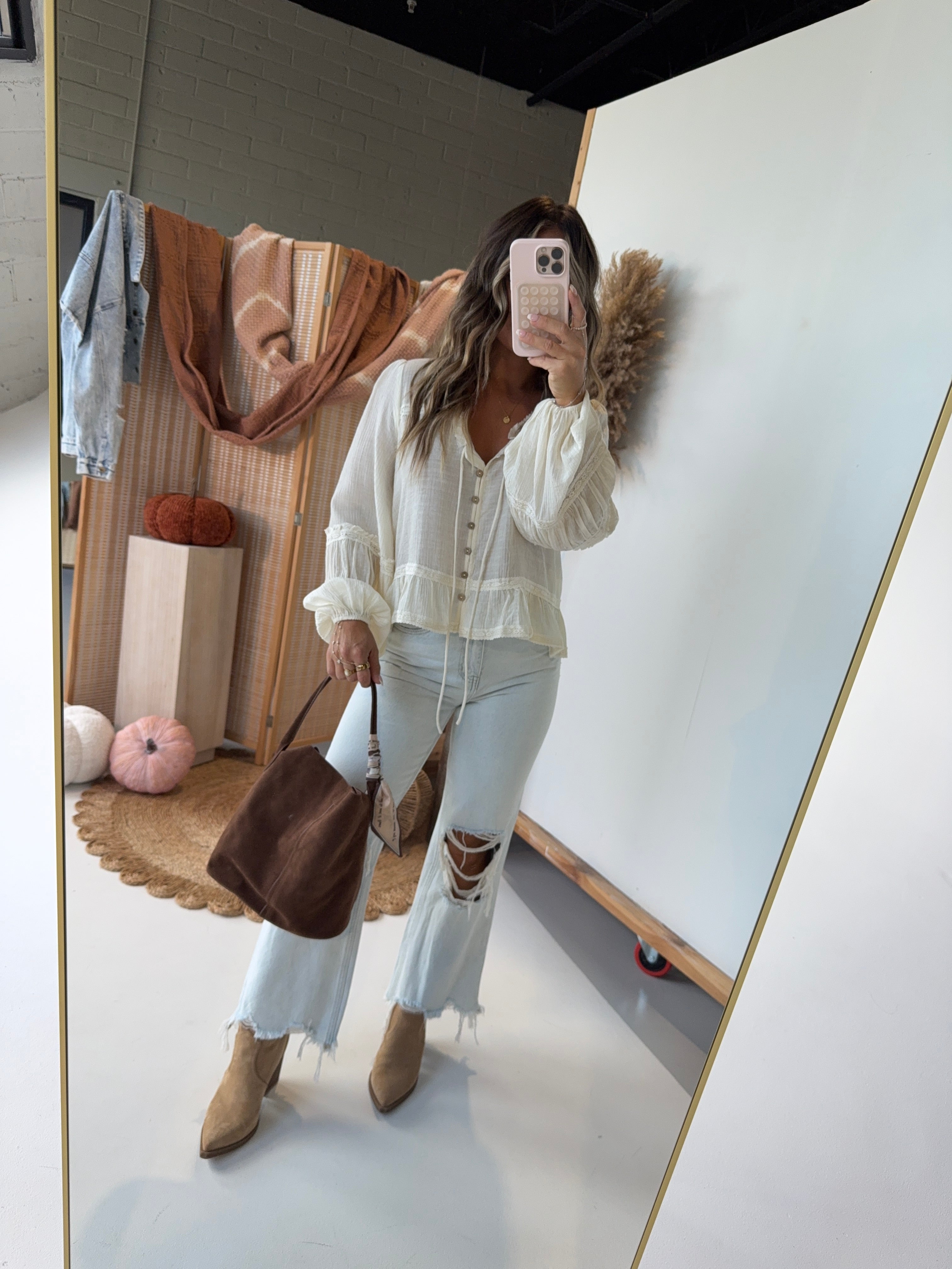 Woodland Long Sleeve Blouse Cream