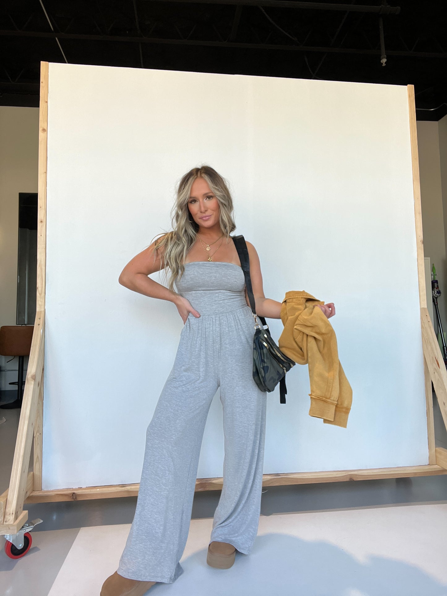 Tempo Tube Top Jumpsuit Heather Grey