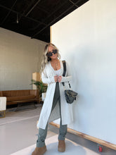 Load image into Gallery viewer, Lifestyle Long Slit Cardigan Light Grey
