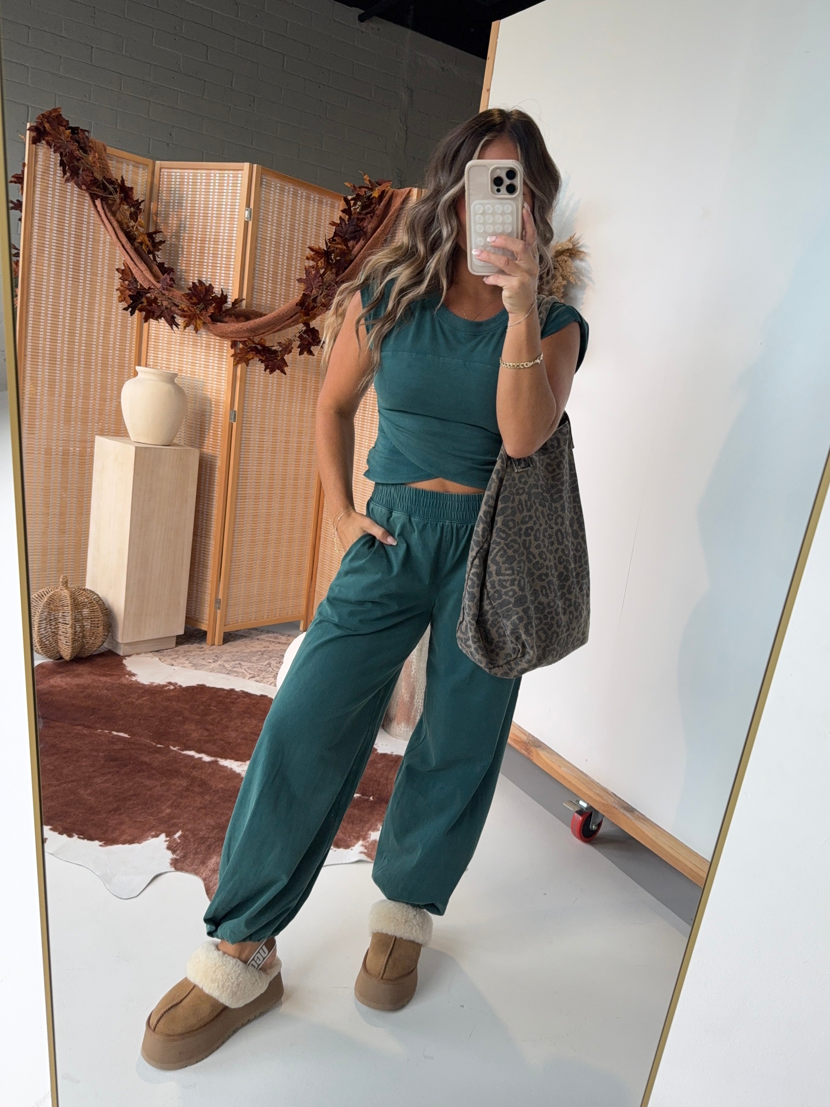 Traveling Abroad Washed Lounge Set Teal