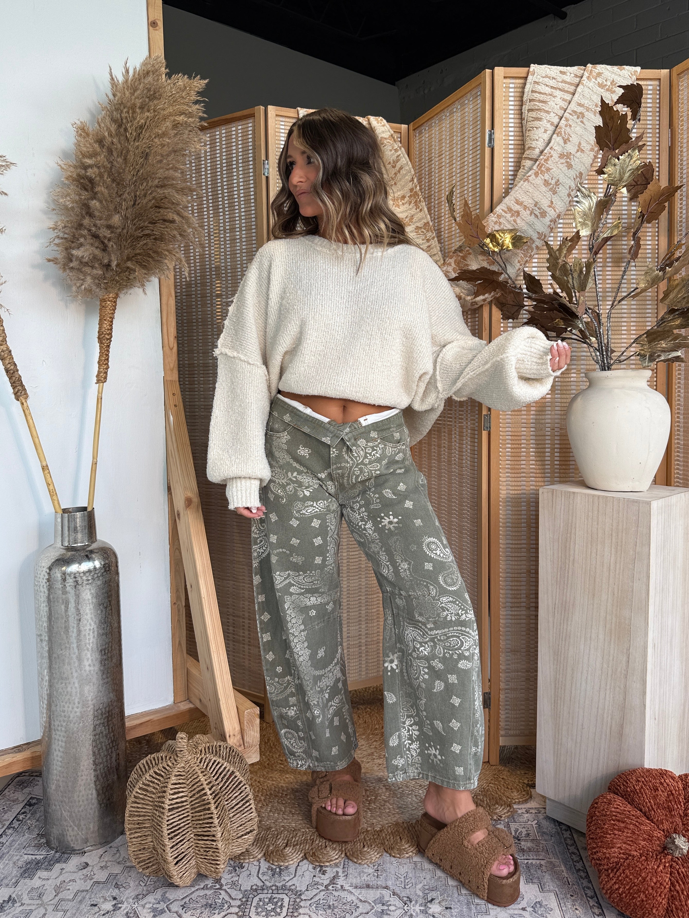 Moss Moonlight Barrel Jeans Paisley Army