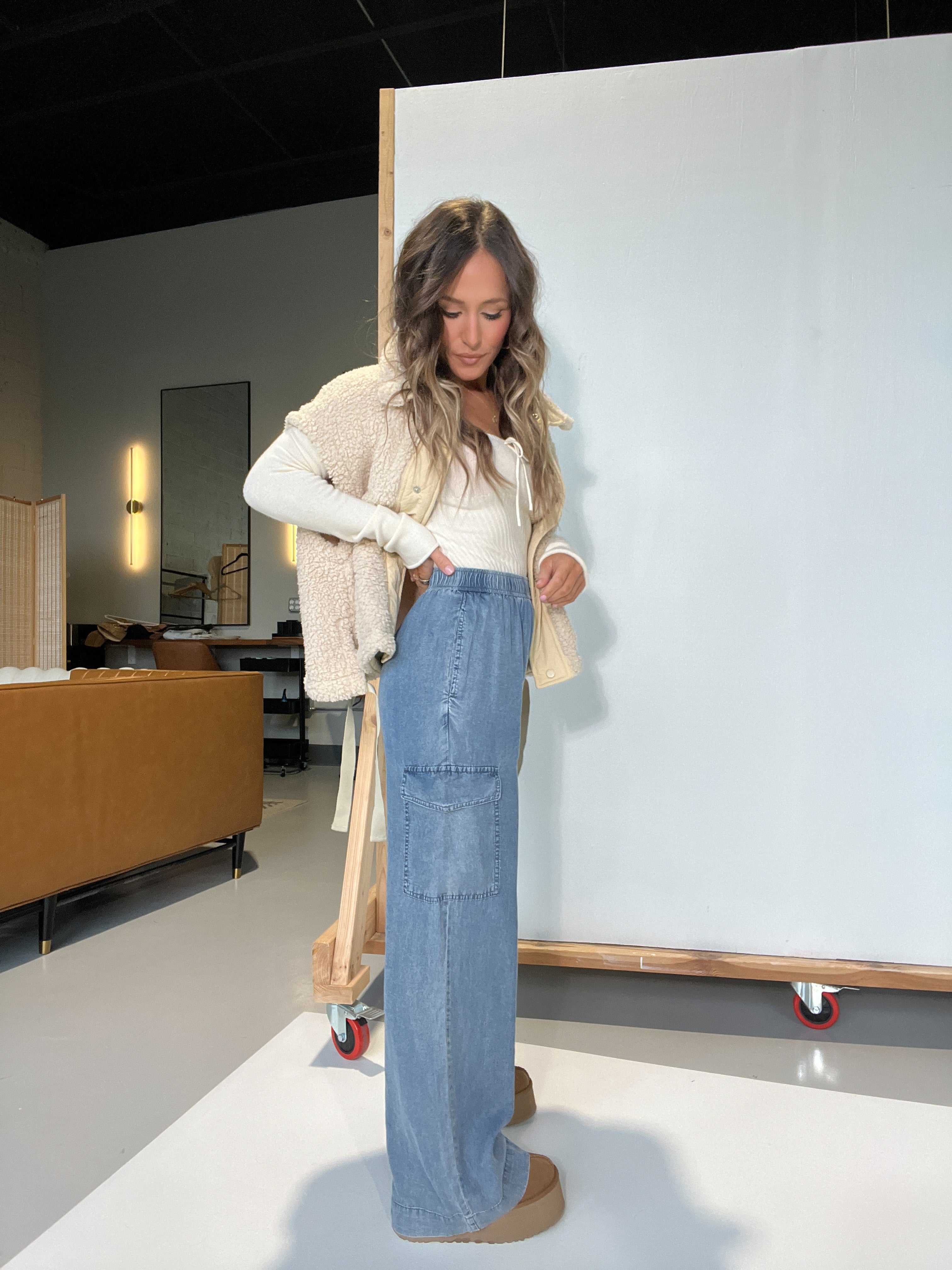 Arlo Wide Leg Tencel Cargo Pants