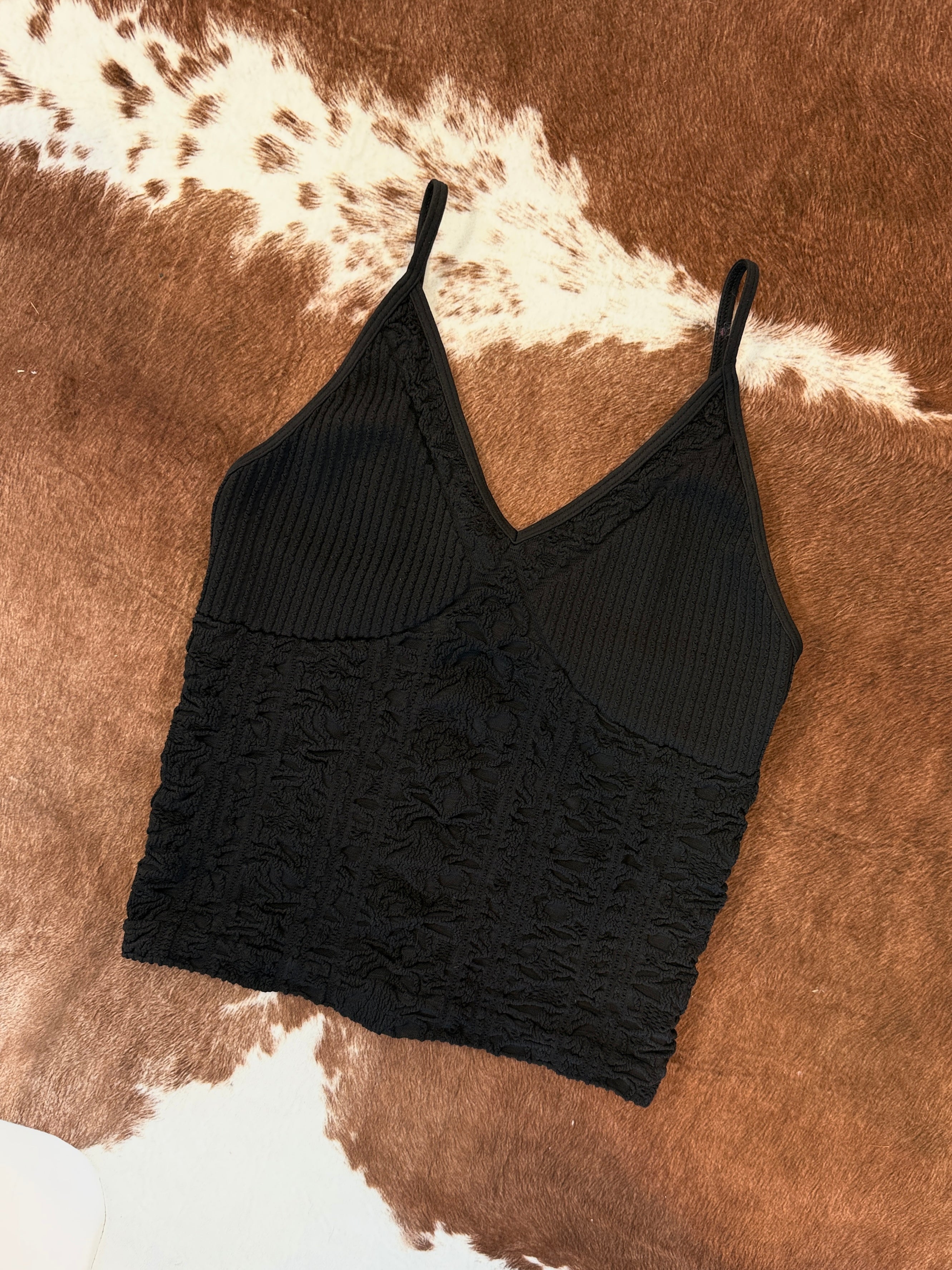 Willow Textured Tank Black