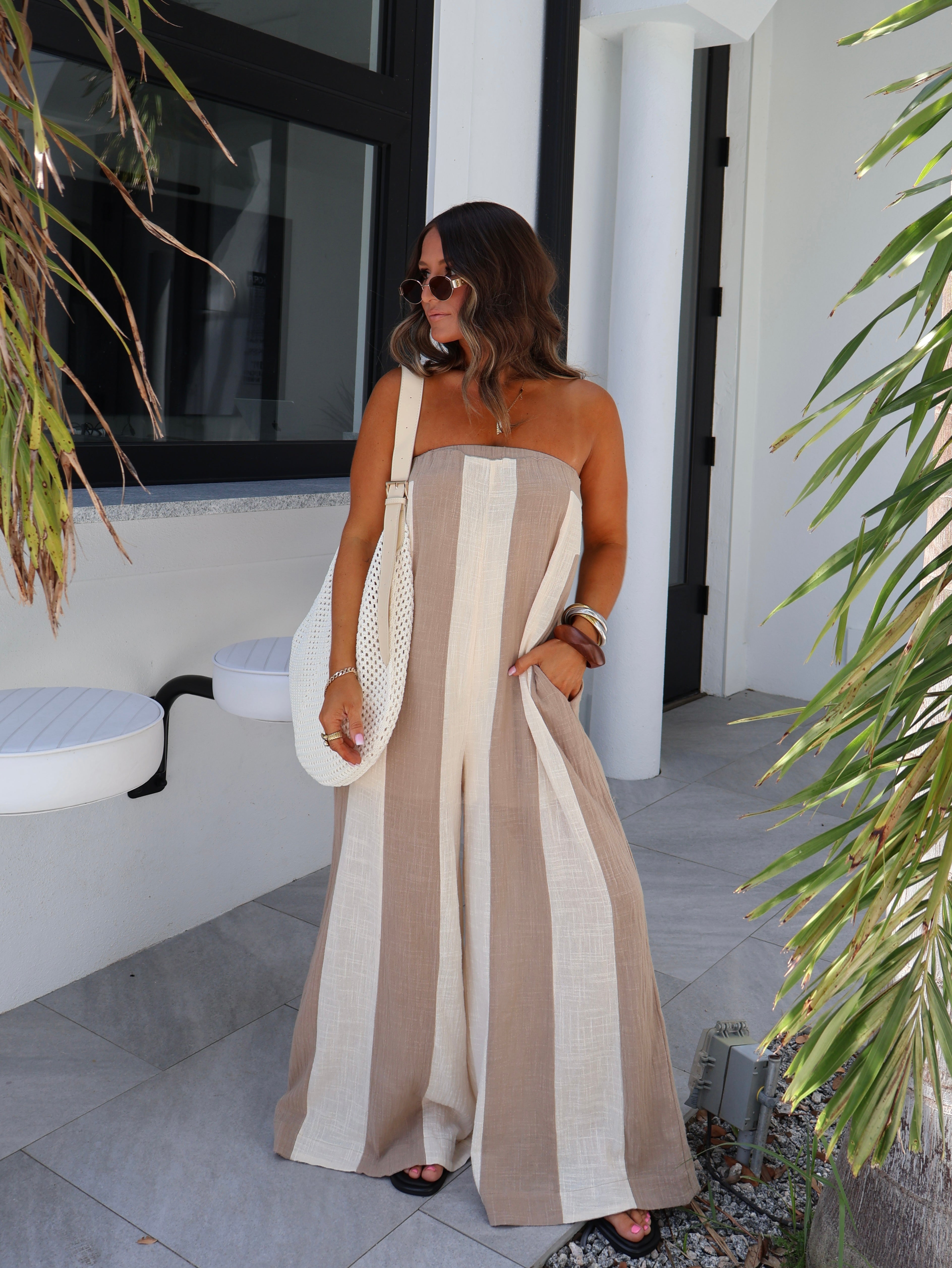 Sandbar Striped Jumpsuit Natural