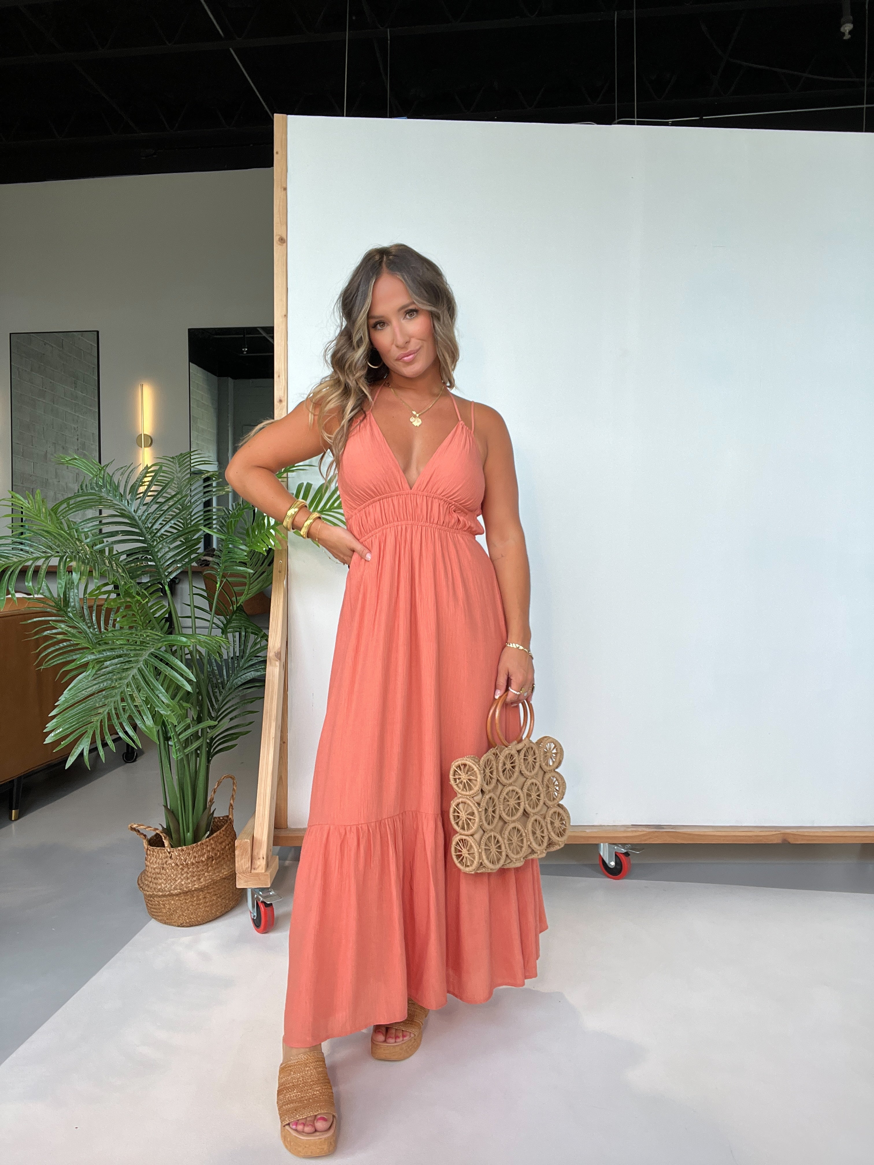 All I Wanted Halter Midi Dress Coral
