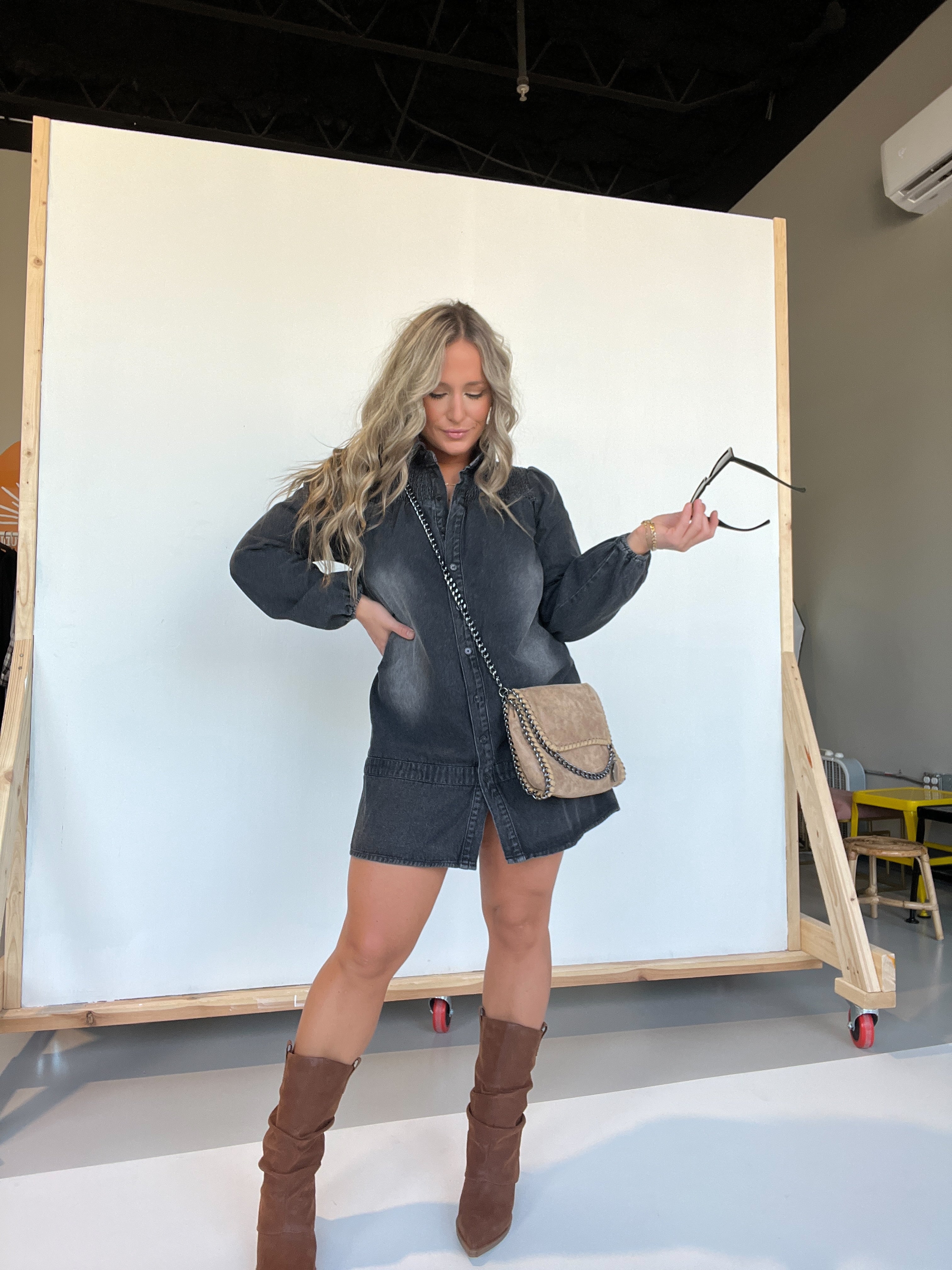 Cheyenne Denim Dress Washed Black