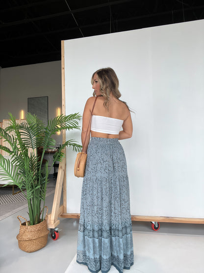 Wild Child Boho Maxi Skirt Blue