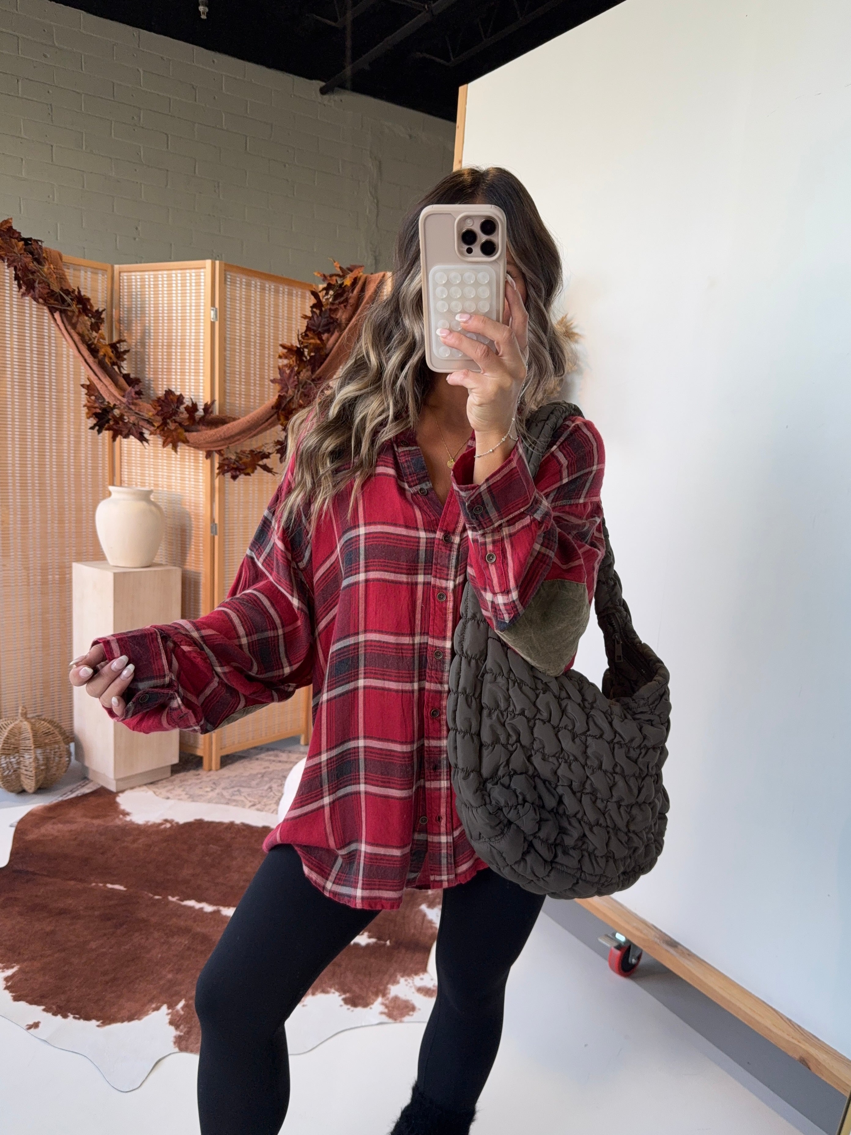 Pumpkin Picking Button Down Red Multi