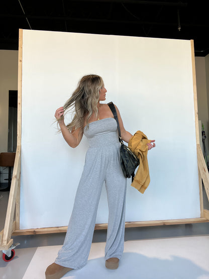 Tempo Tube Top Jumpsuit Heather Grey