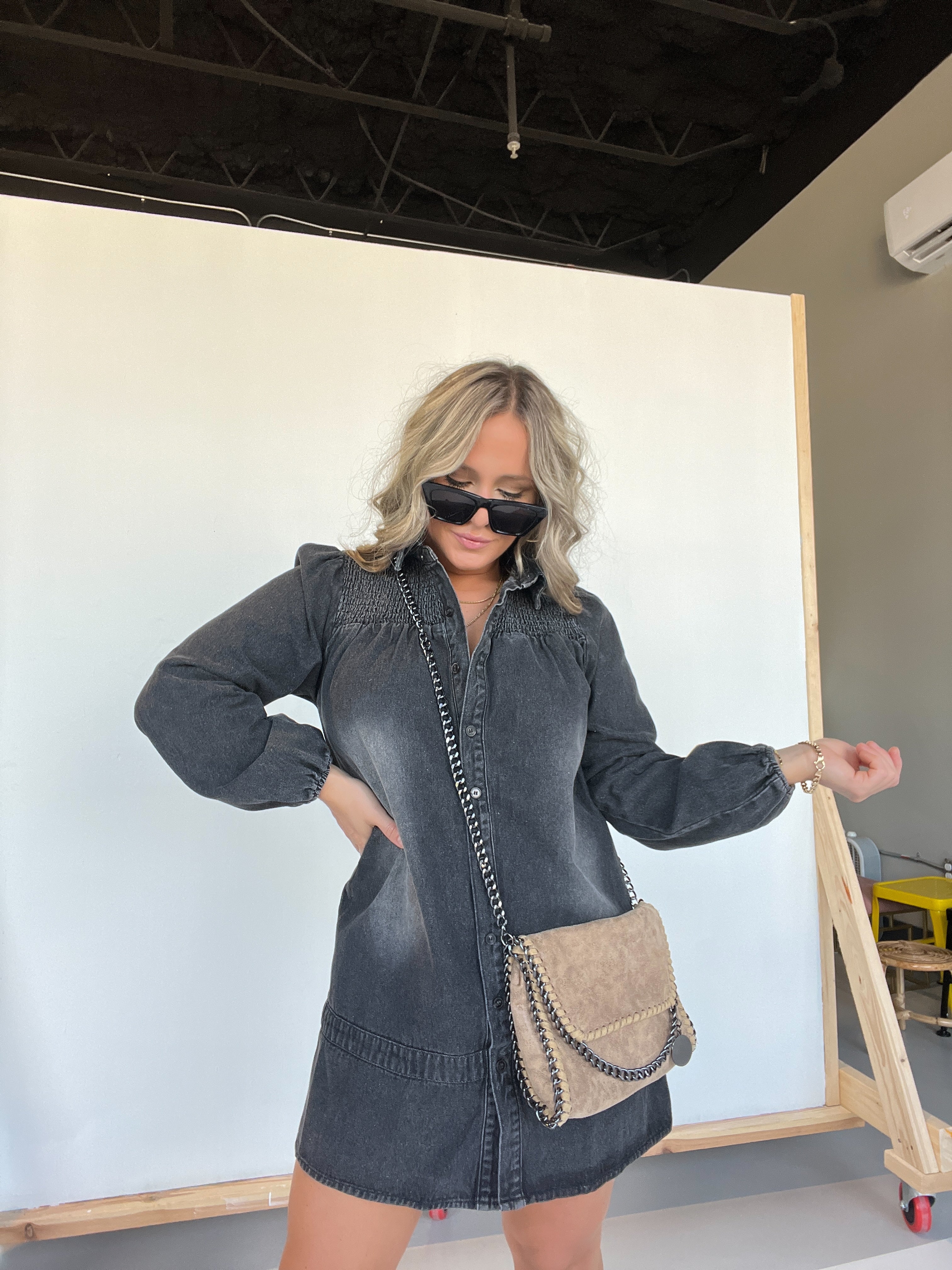 Cheyenne Denim Dress Washed Black