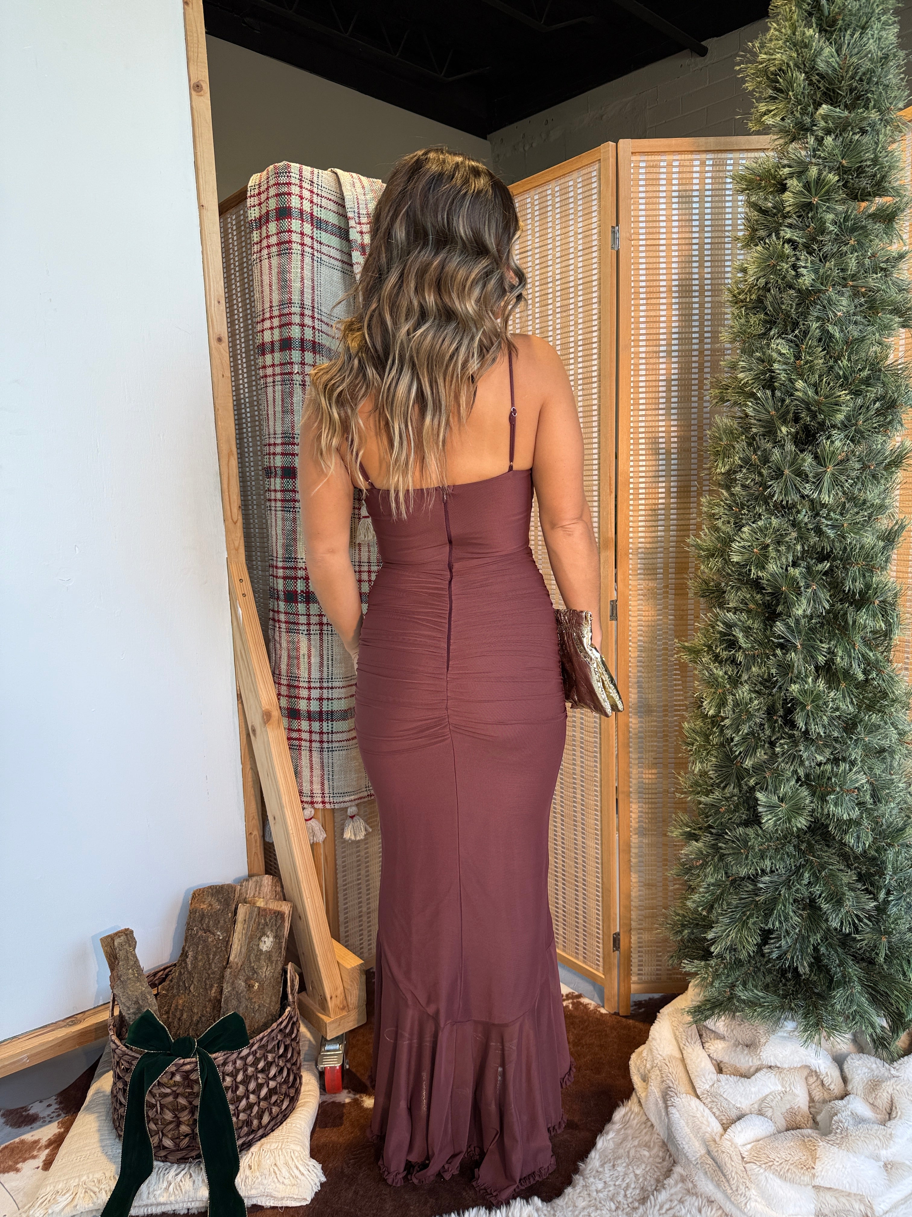 Spice Me Up Ruffle Dress Maroon