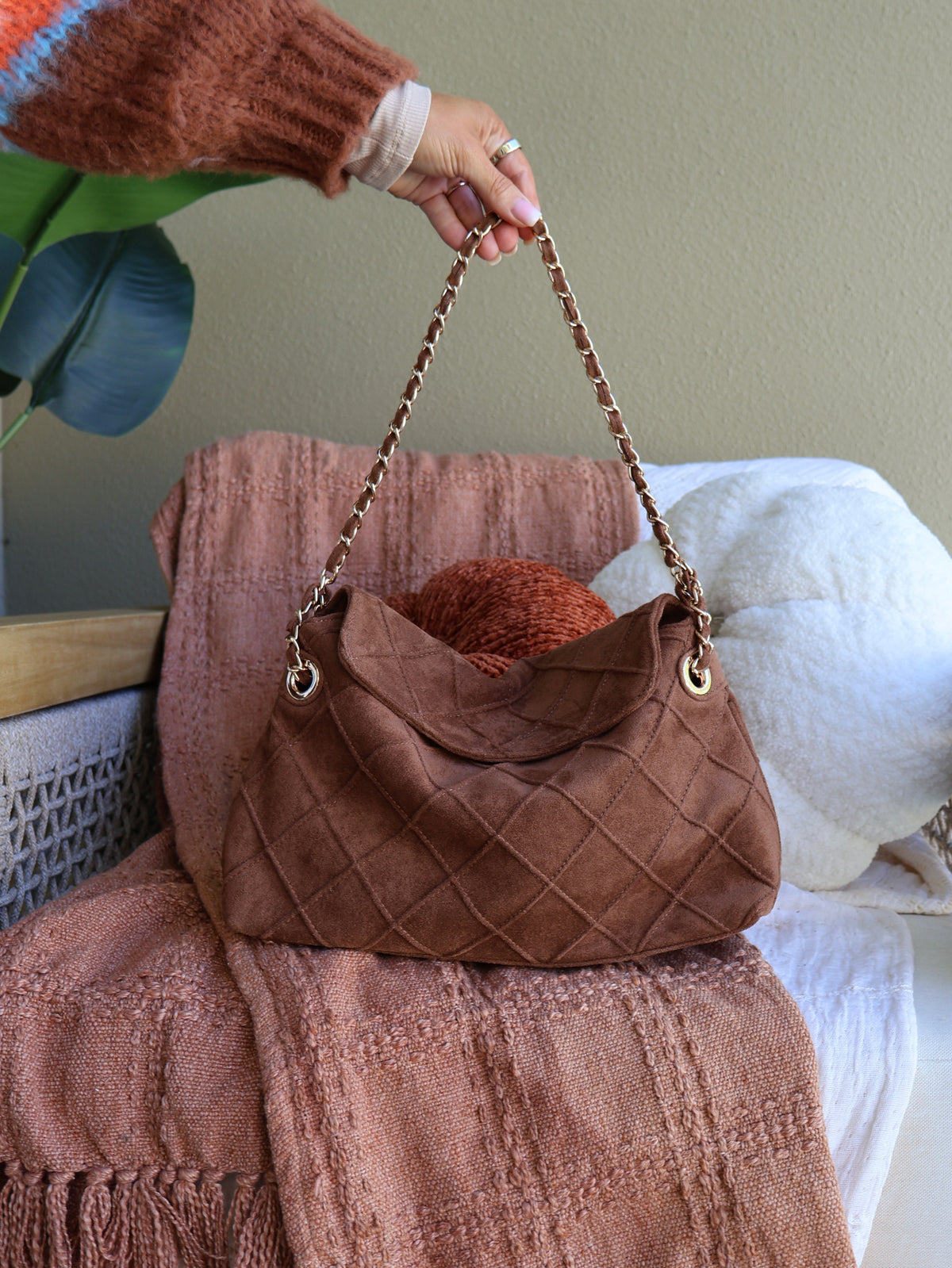 Colette Textured Shoulder Bag Camel