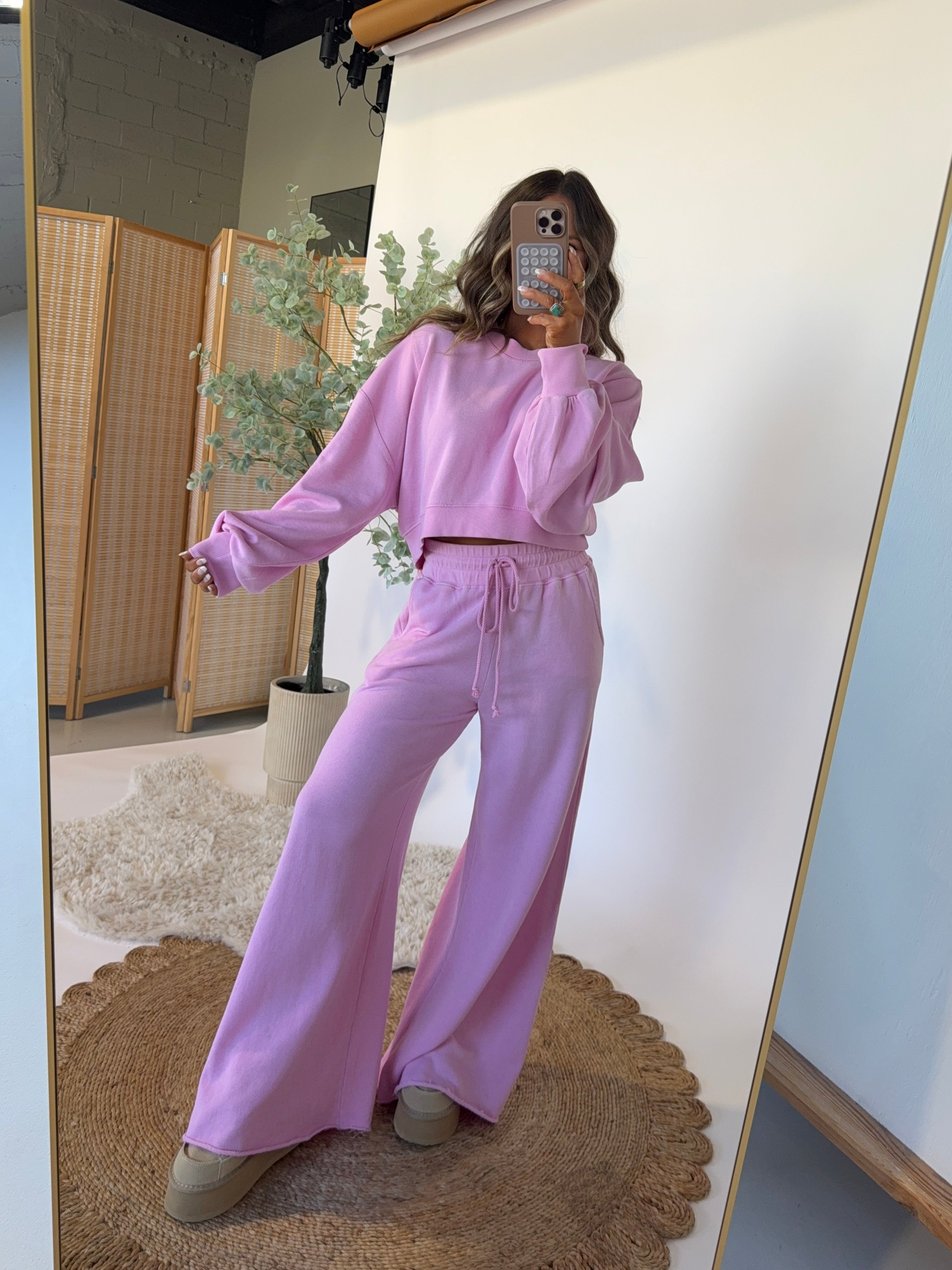 Coffee Shop Mornings Sweatpants Bubble Gum
