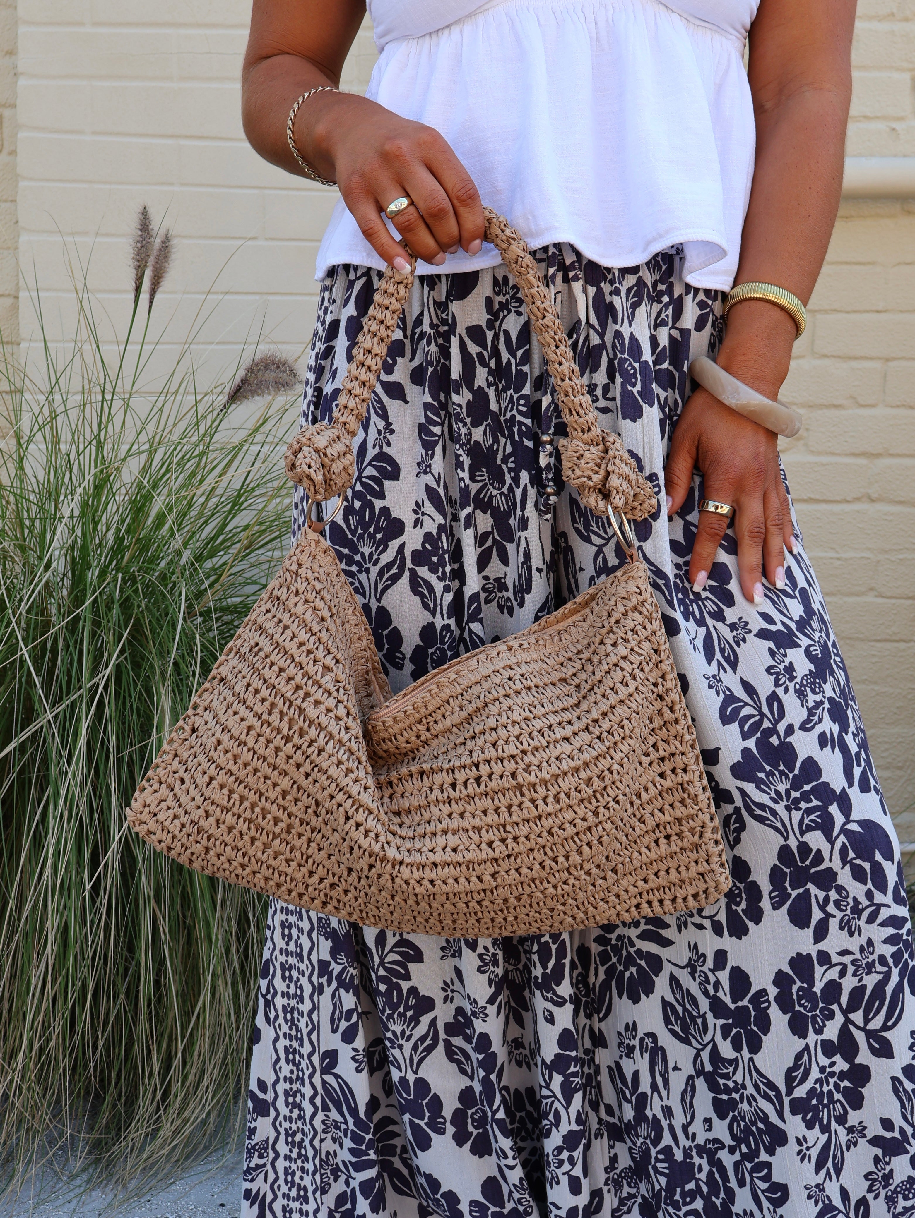 Sadie Braided Straw Hand Bag