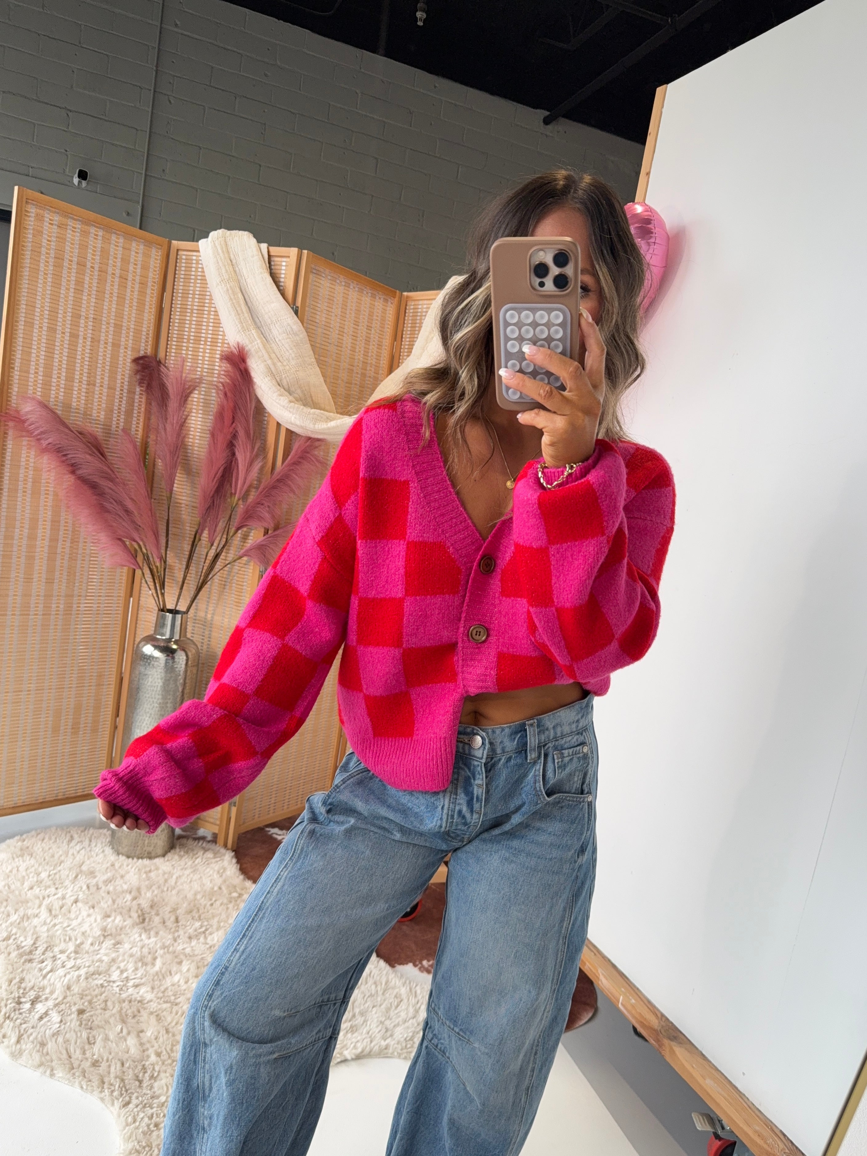 Queen of Hearts Cardigan Pink/Red