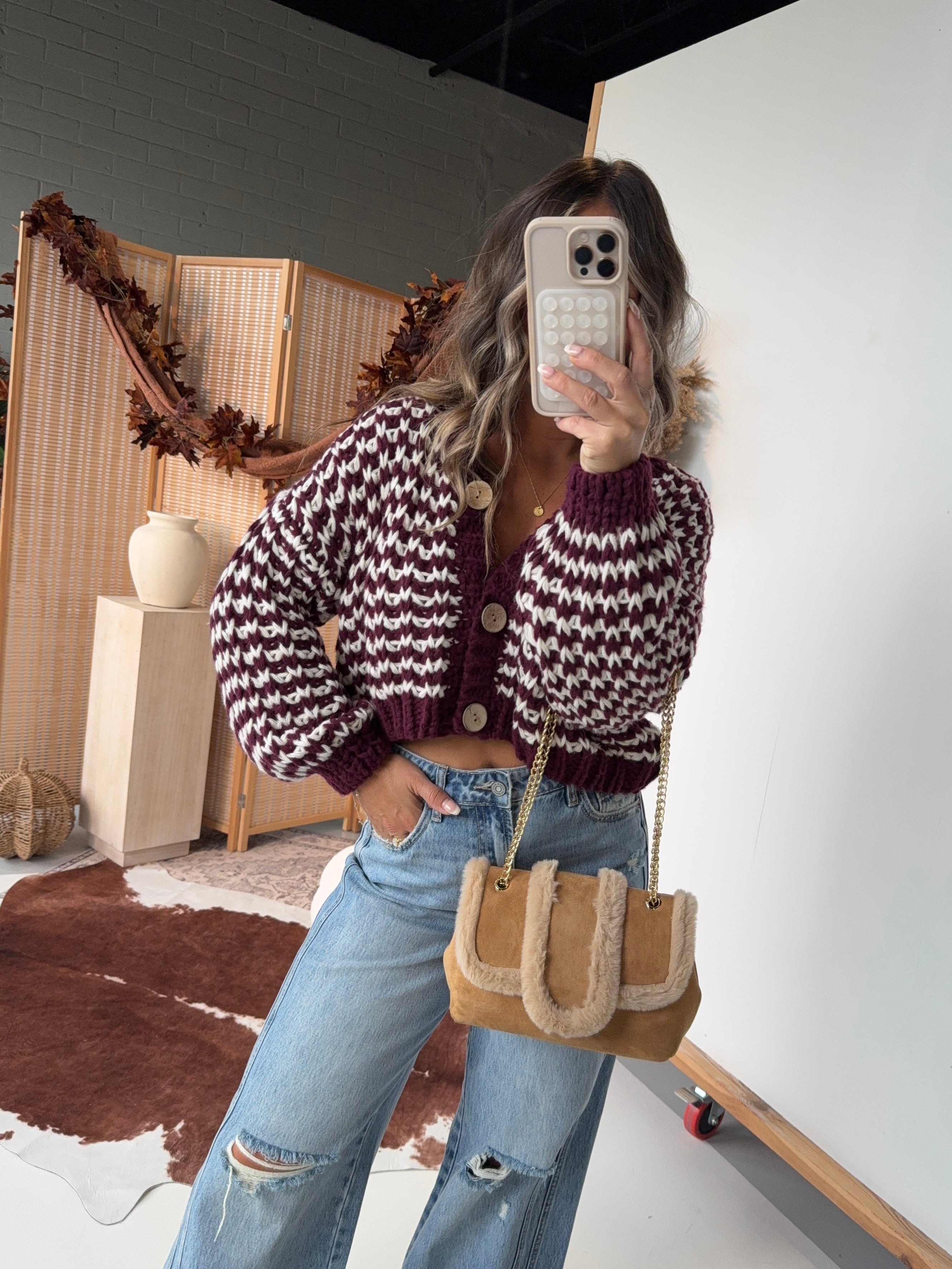 Sleepy Hallows Cardigan Burgundy Multi