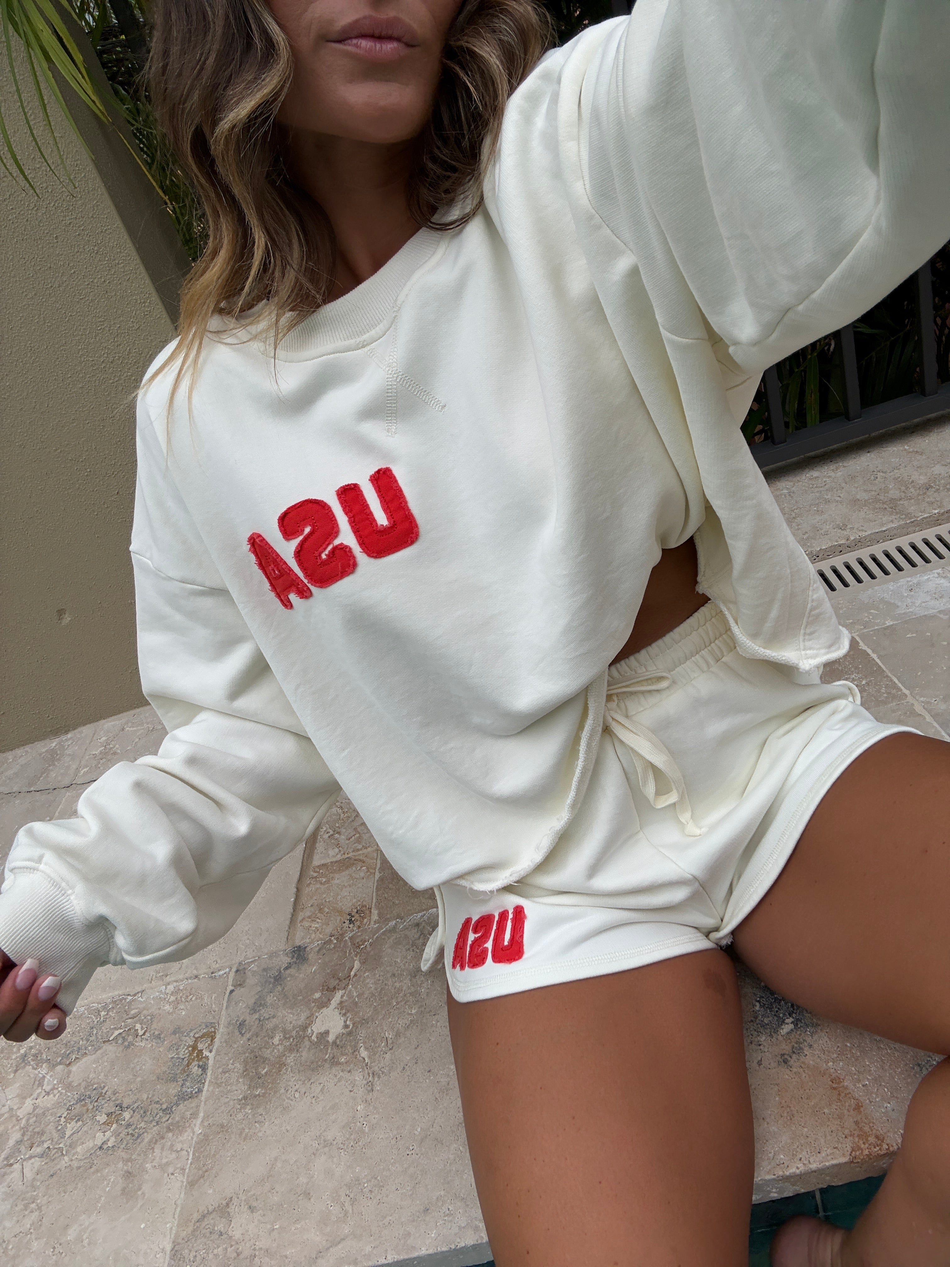 USA Vintage Oversized Crewneck Ivory