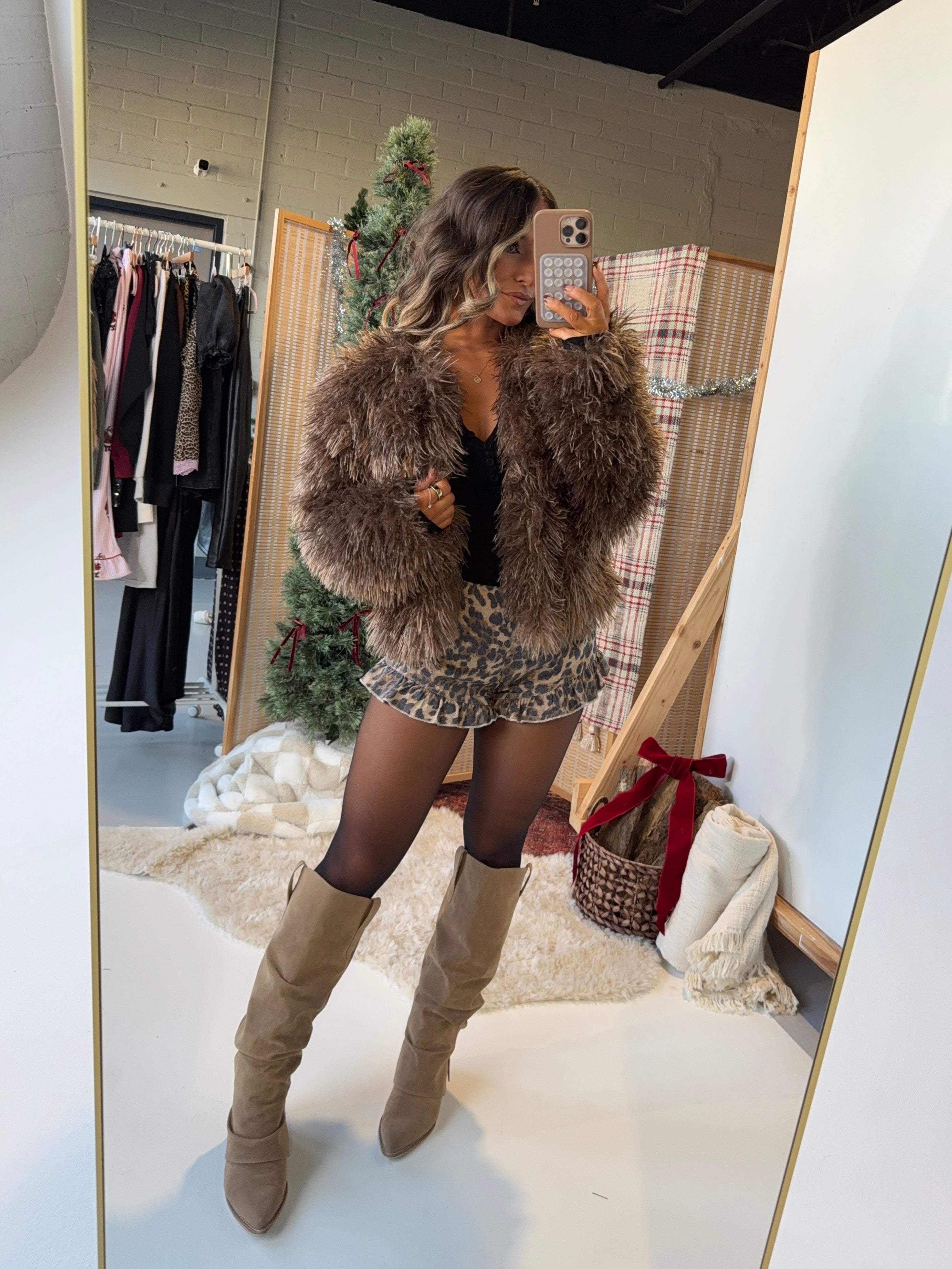 Cold Outside Fur Jacket Brown