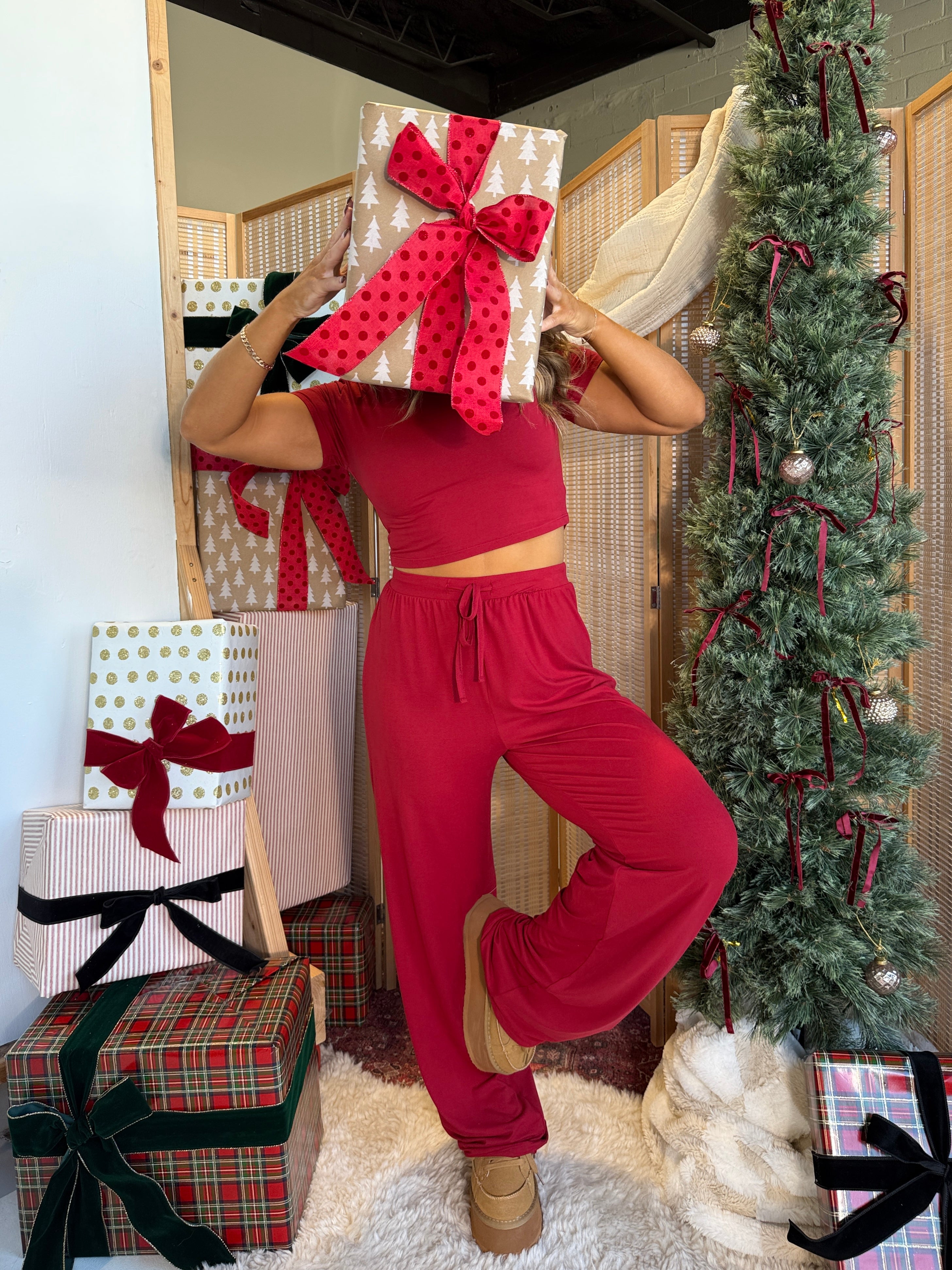 Early 2000's Knit Lounge Pants Cherry