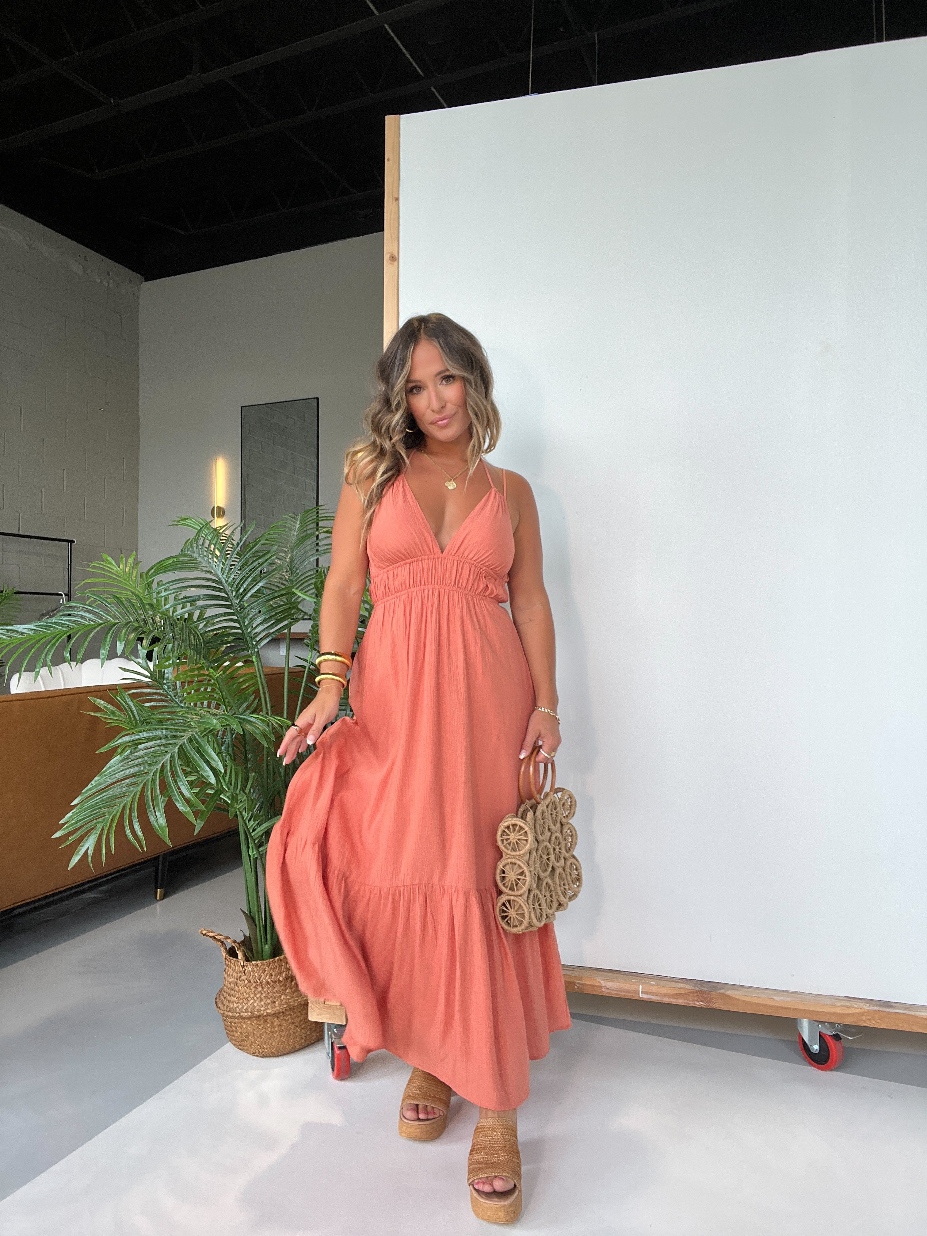 All I Wanted Halter Midi Dress Coral