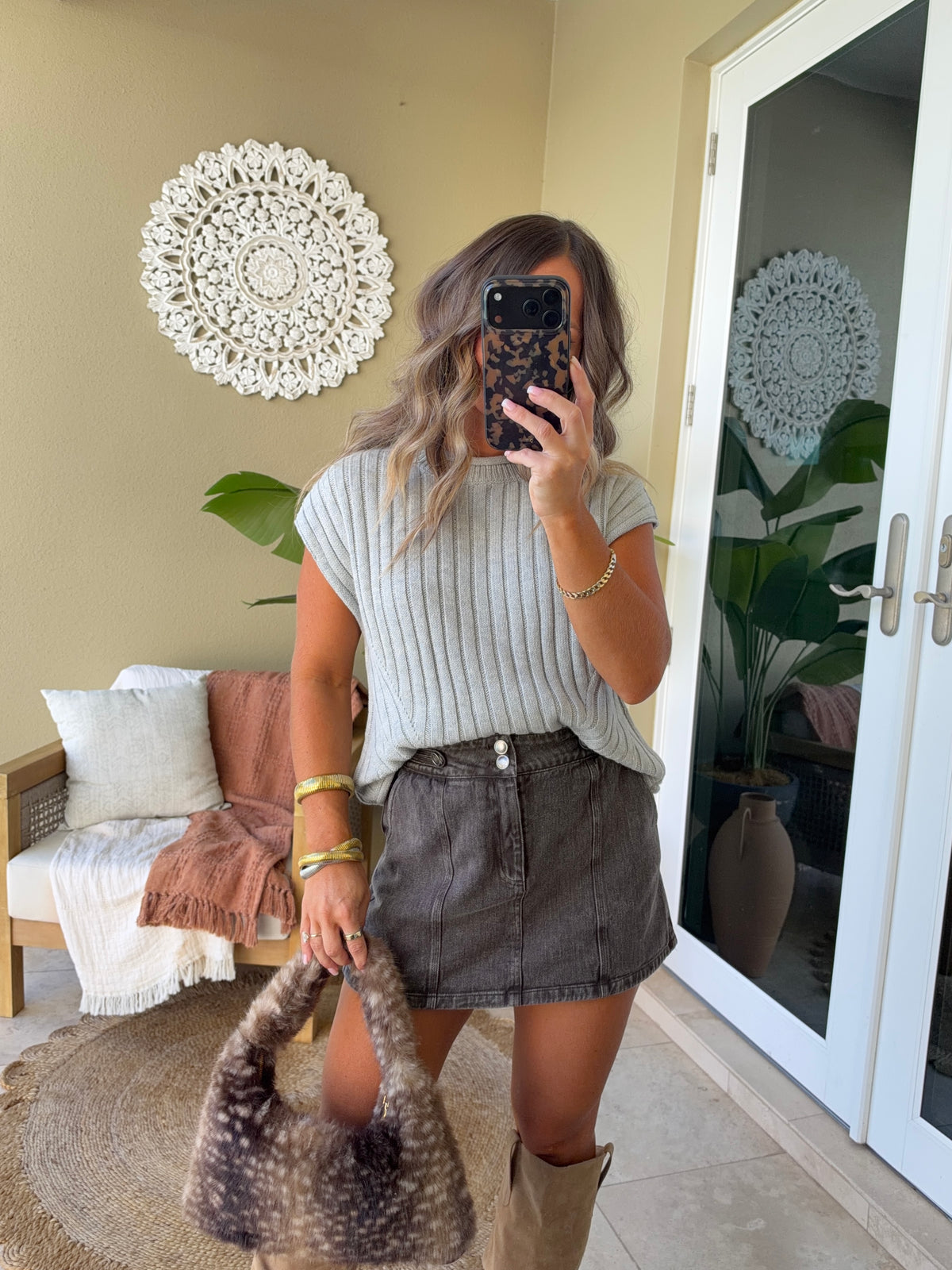 Fall Getaway Sweater Top Heather Grey