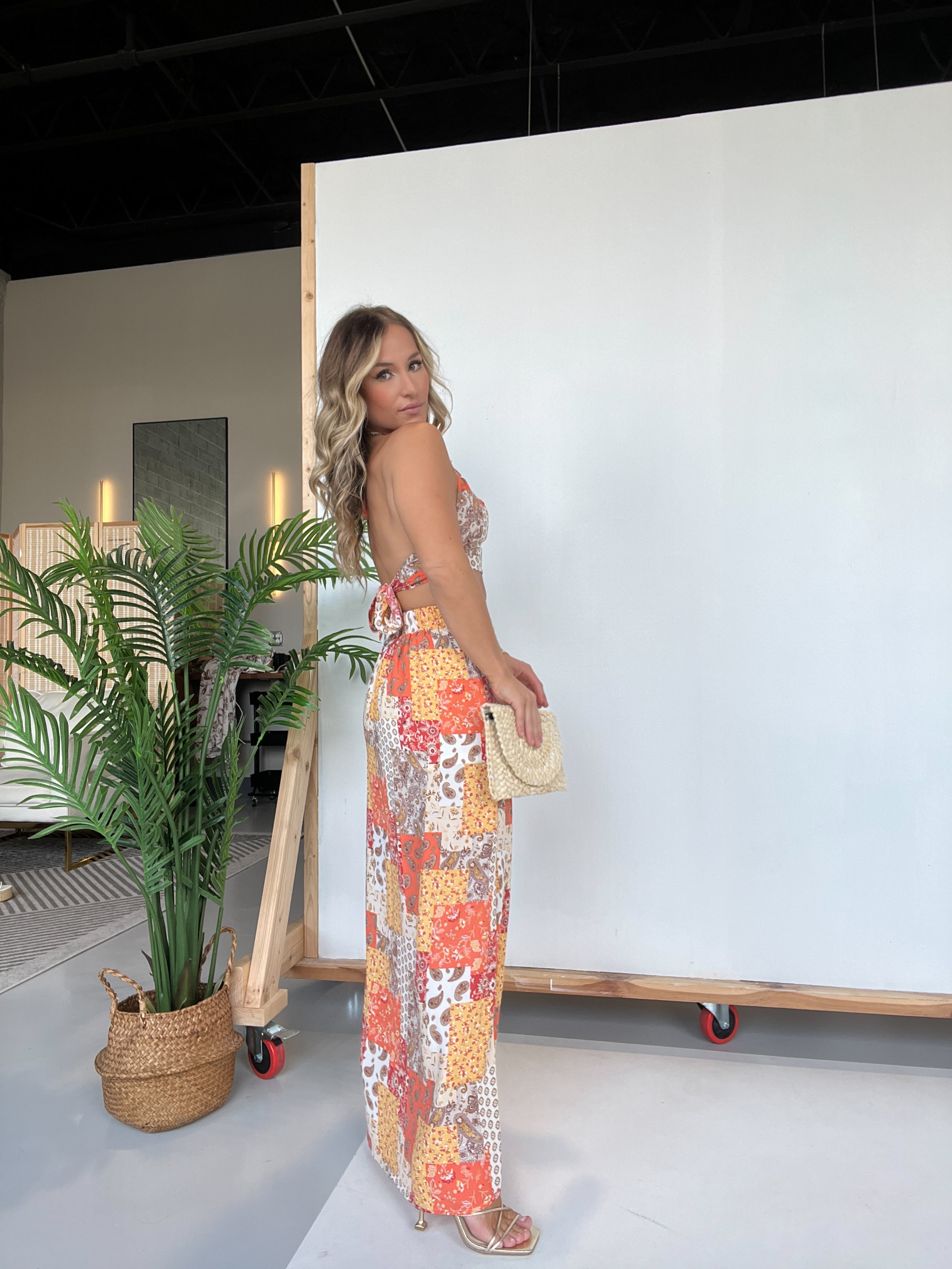 Arizona Patchwork Skirt Set Orange Mutli