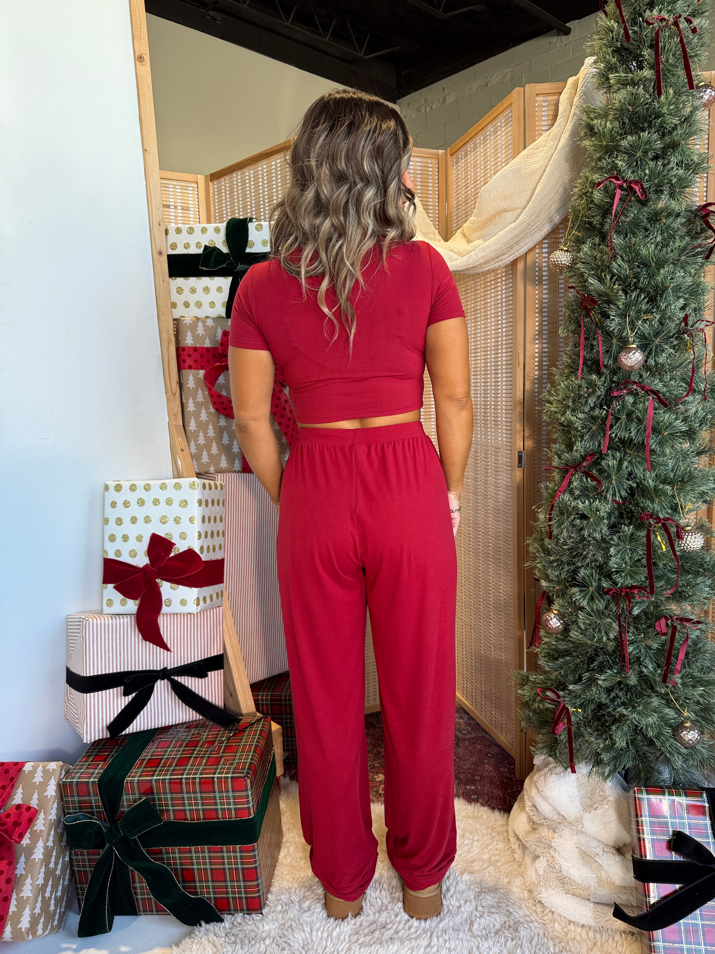 Early 2000's Knit Lounge Pants Cherry