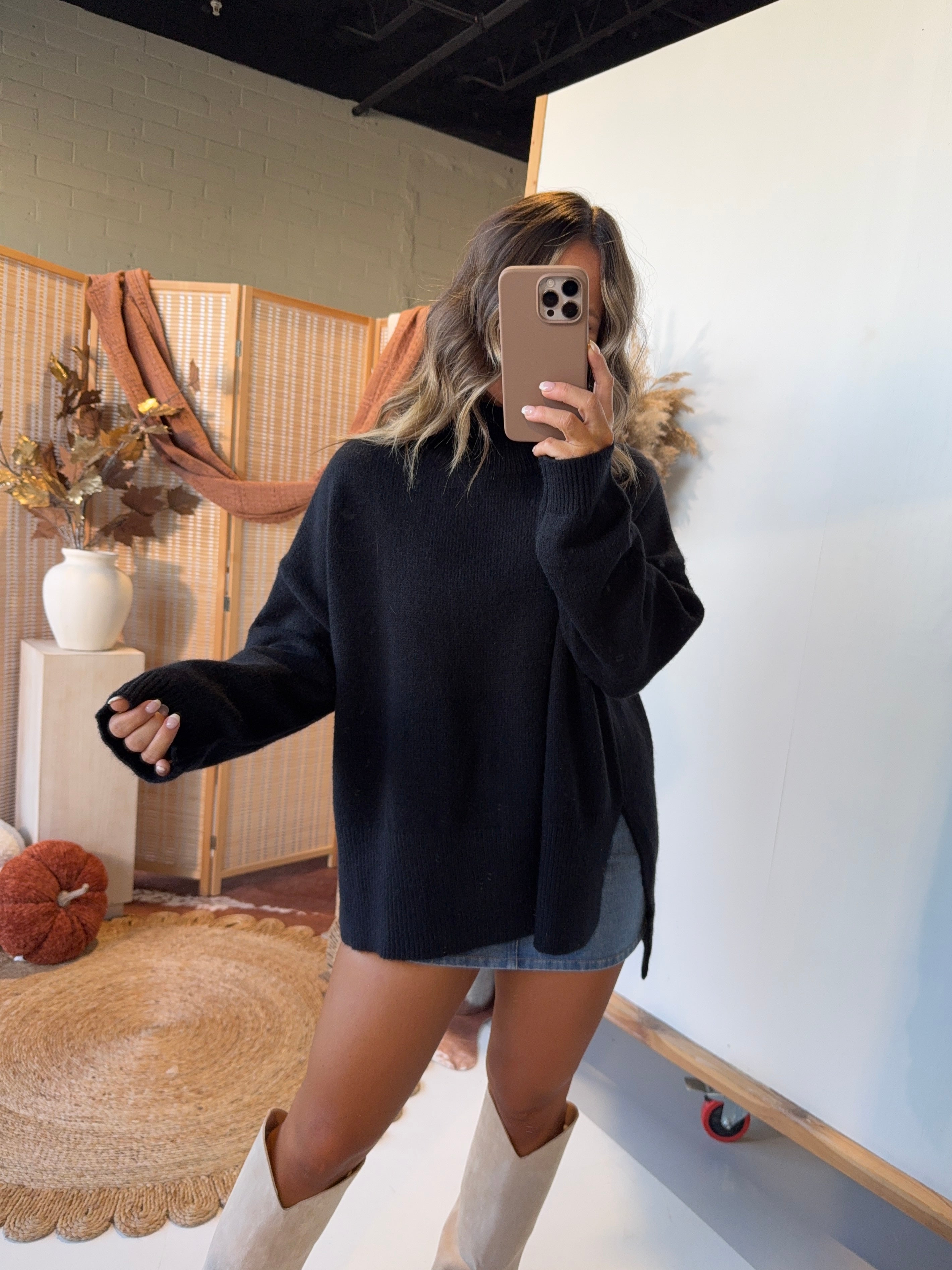 Orchard Mock Neck Sweater Black