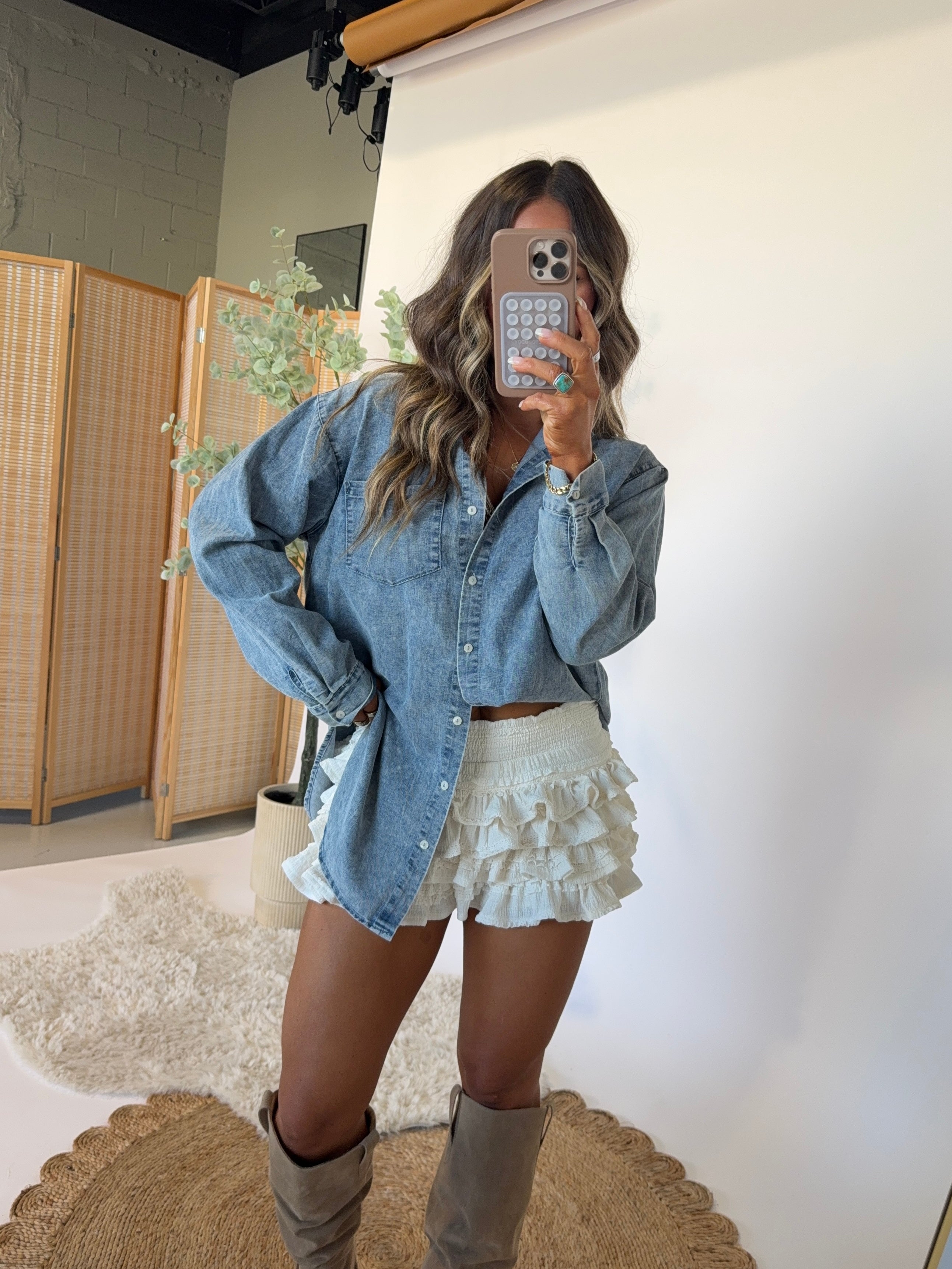 Charlotte Ruffle Mini Skort Ivory