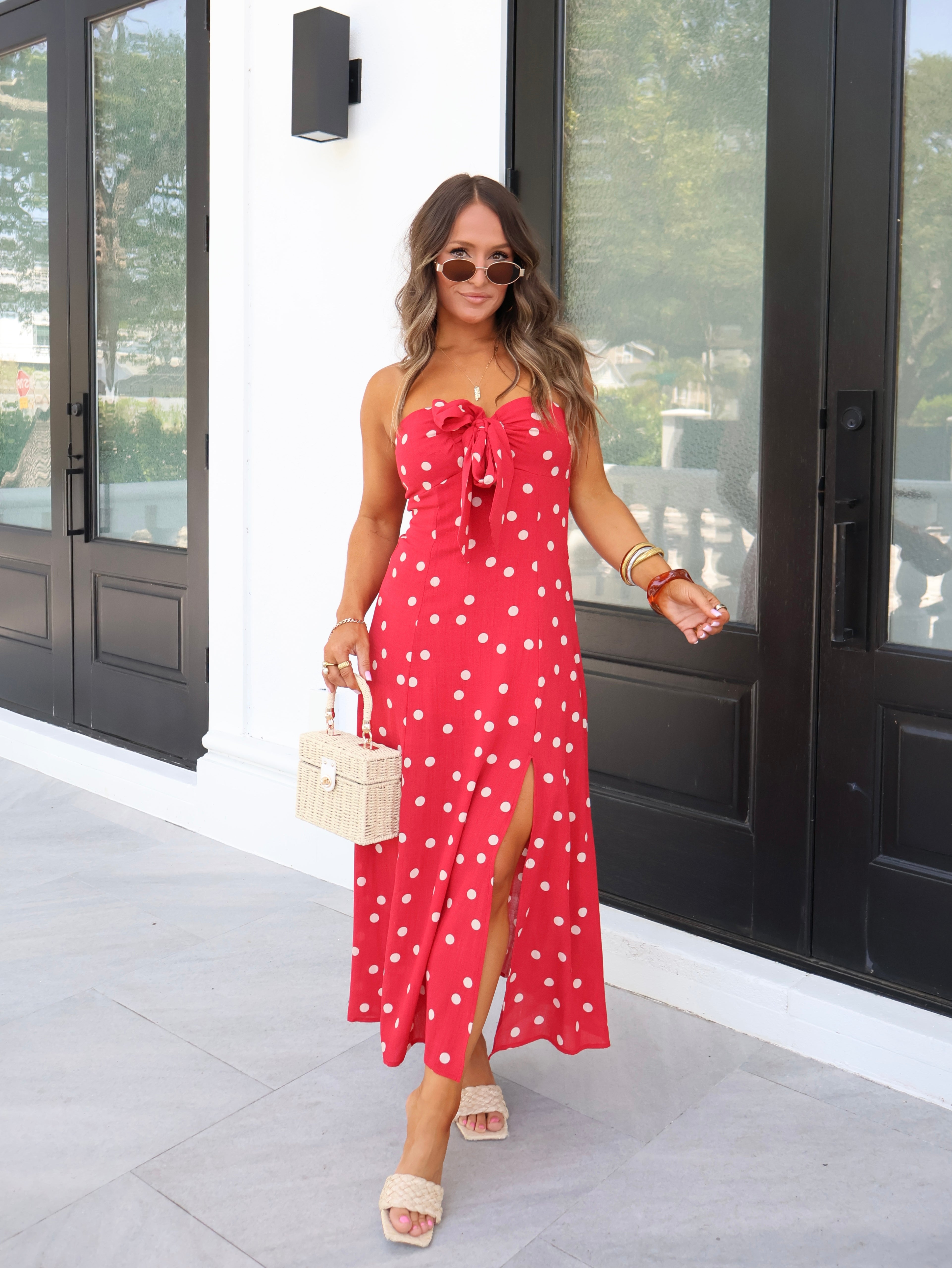 Cherry Sugar Midi Dress Red/Cream