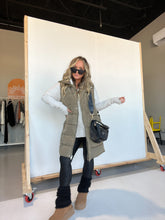 Load image into Gallery viewer, Lucky You Long Puffer Vest Olive
