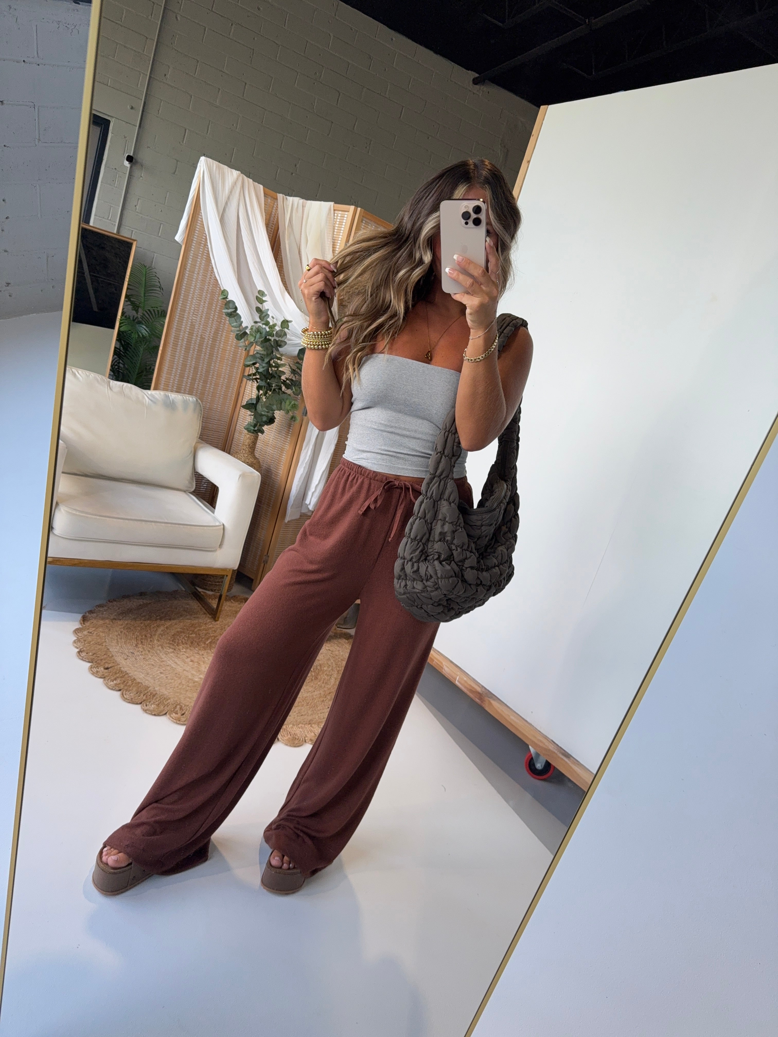 Cloud Nine Lounge Knit Pants Chestnut