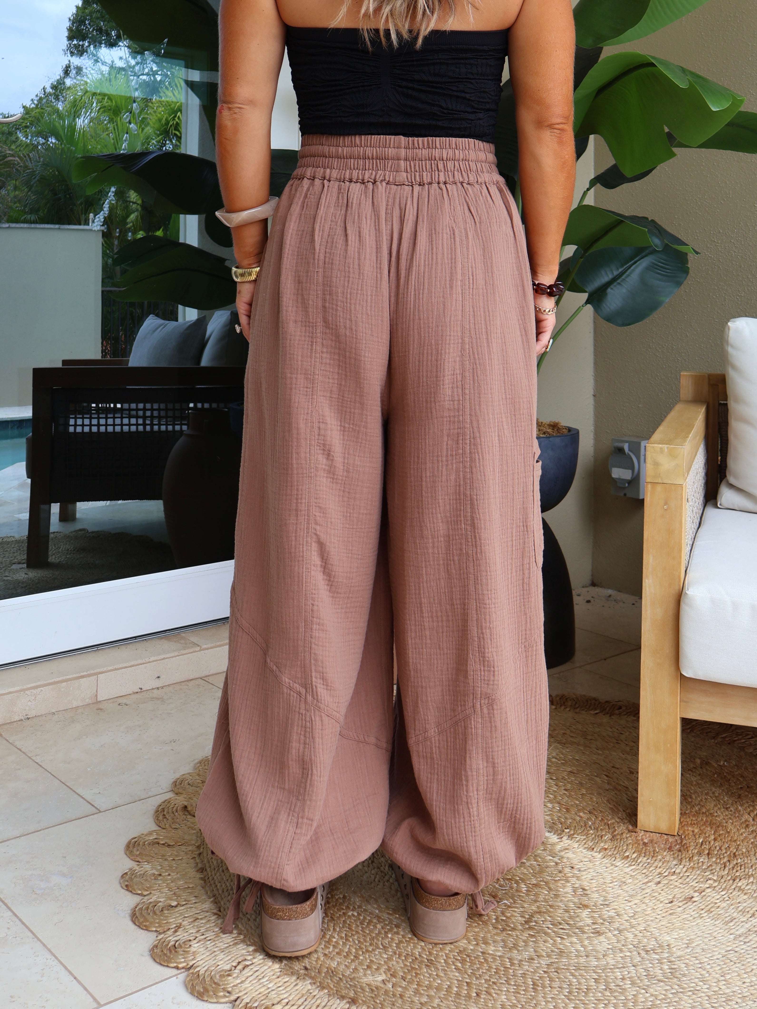 Kali Boho Gauze Pants Latte