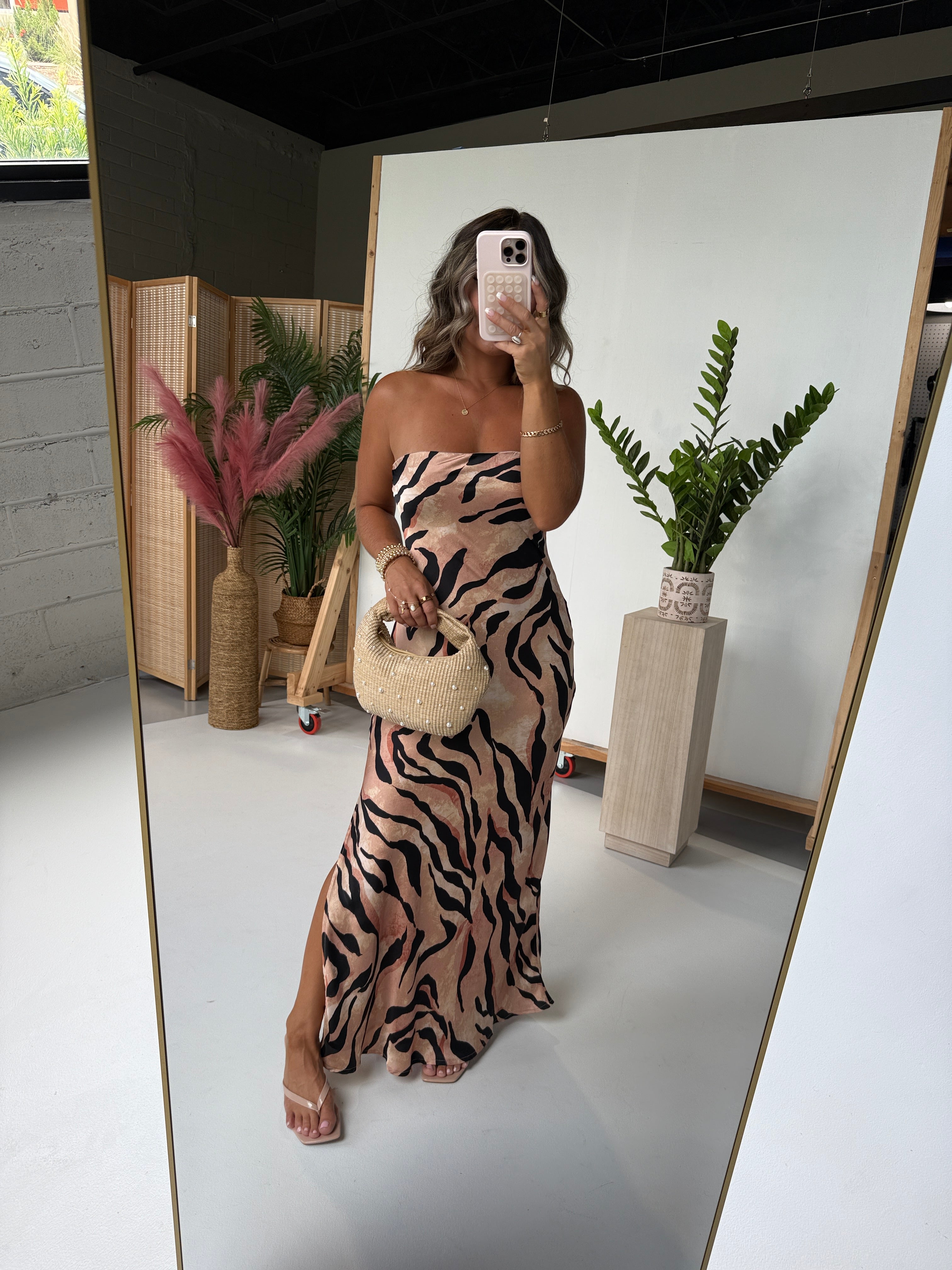 Tigress Strapless Maxi Dress Black Multi