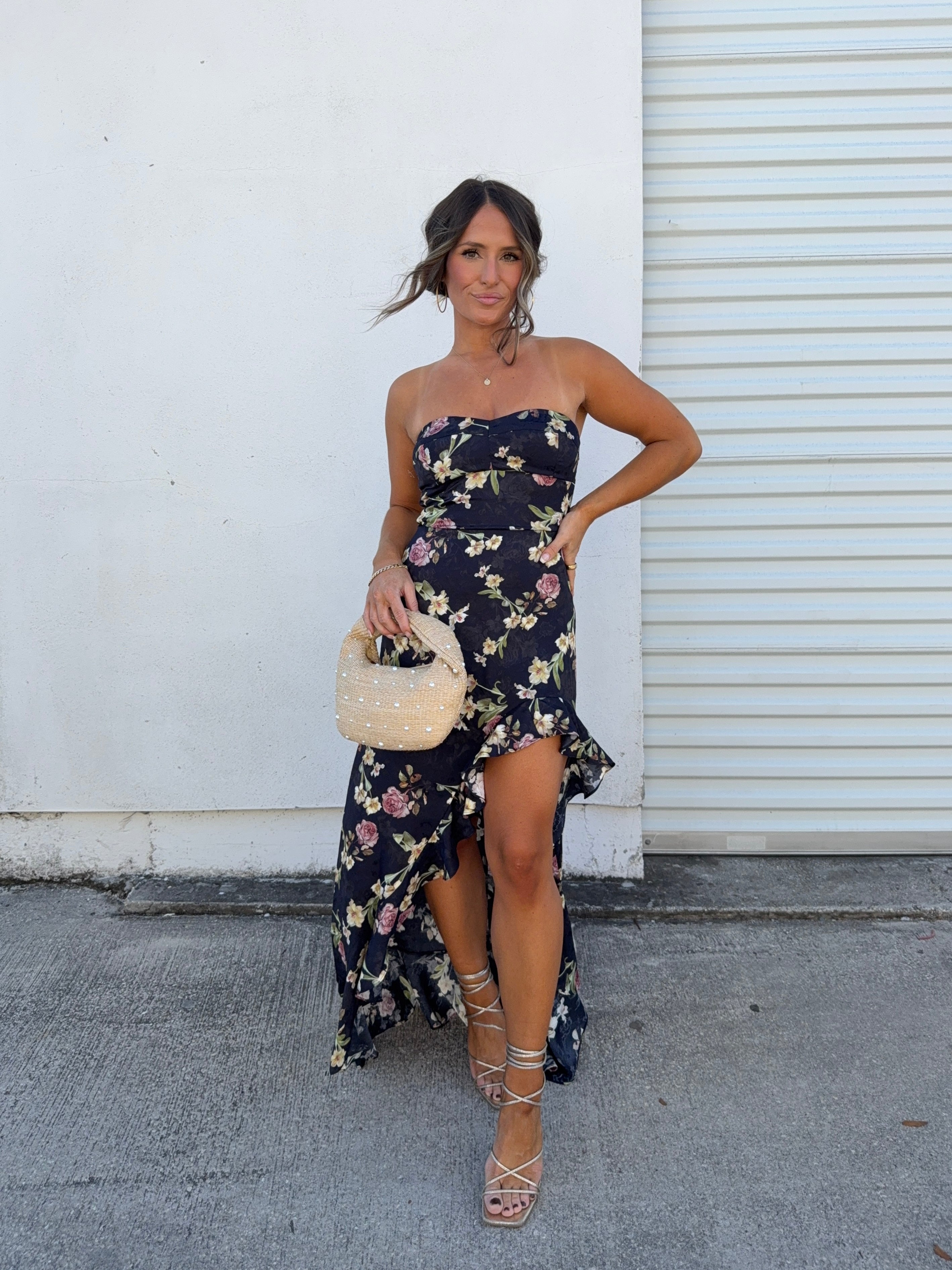 Delicate Timing Floral Maxi Dress Navy