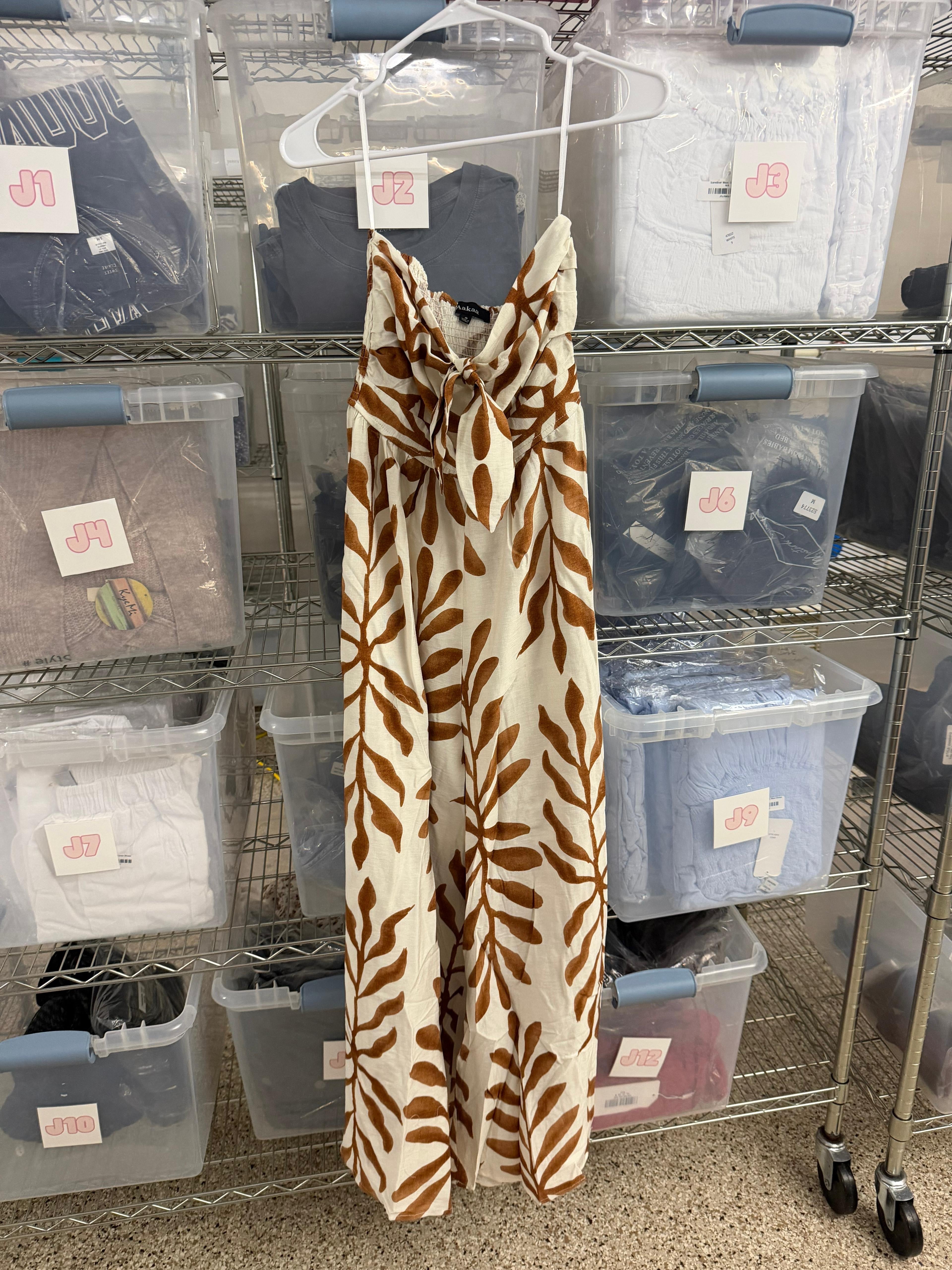 Tulum Nights Jumpsuit Ivory/Brown