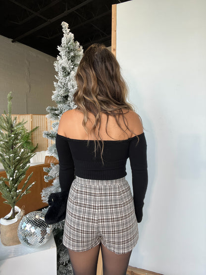 Jingle Bells Dainty Off the Shoulder Sweater Black