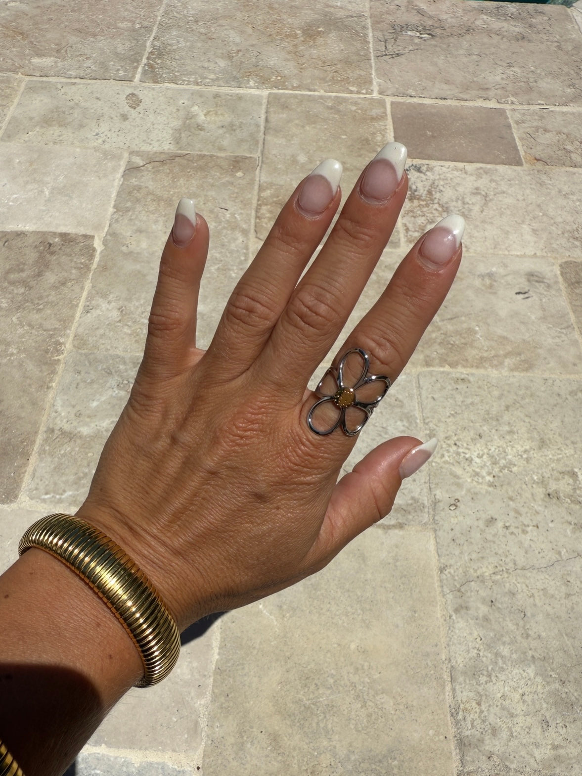 Isolde 18K Gold Two Tone Flower Ring